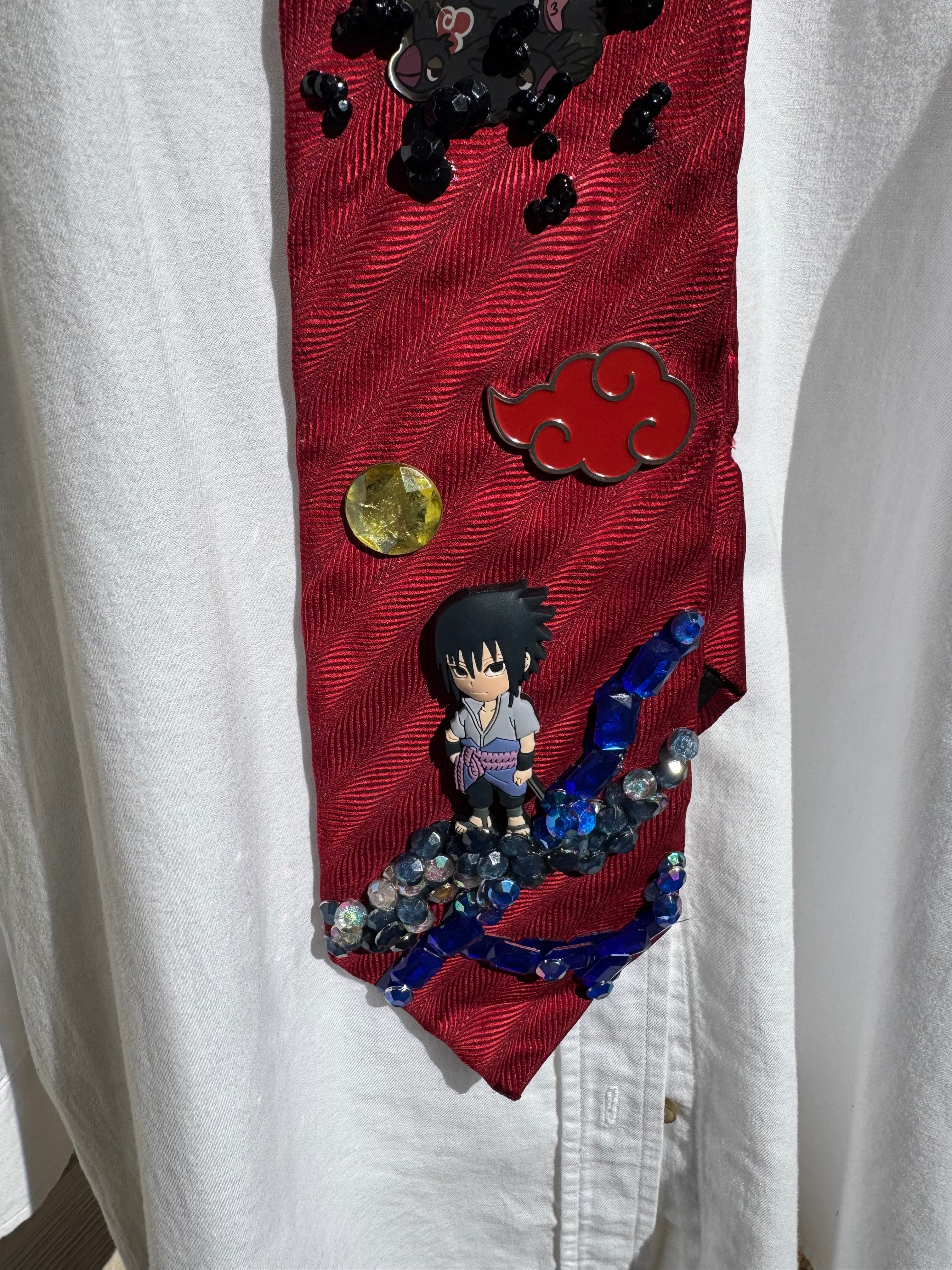 Red Sasuke Normal and Cursed Mark Version Naruto Shippuden Anime Tie