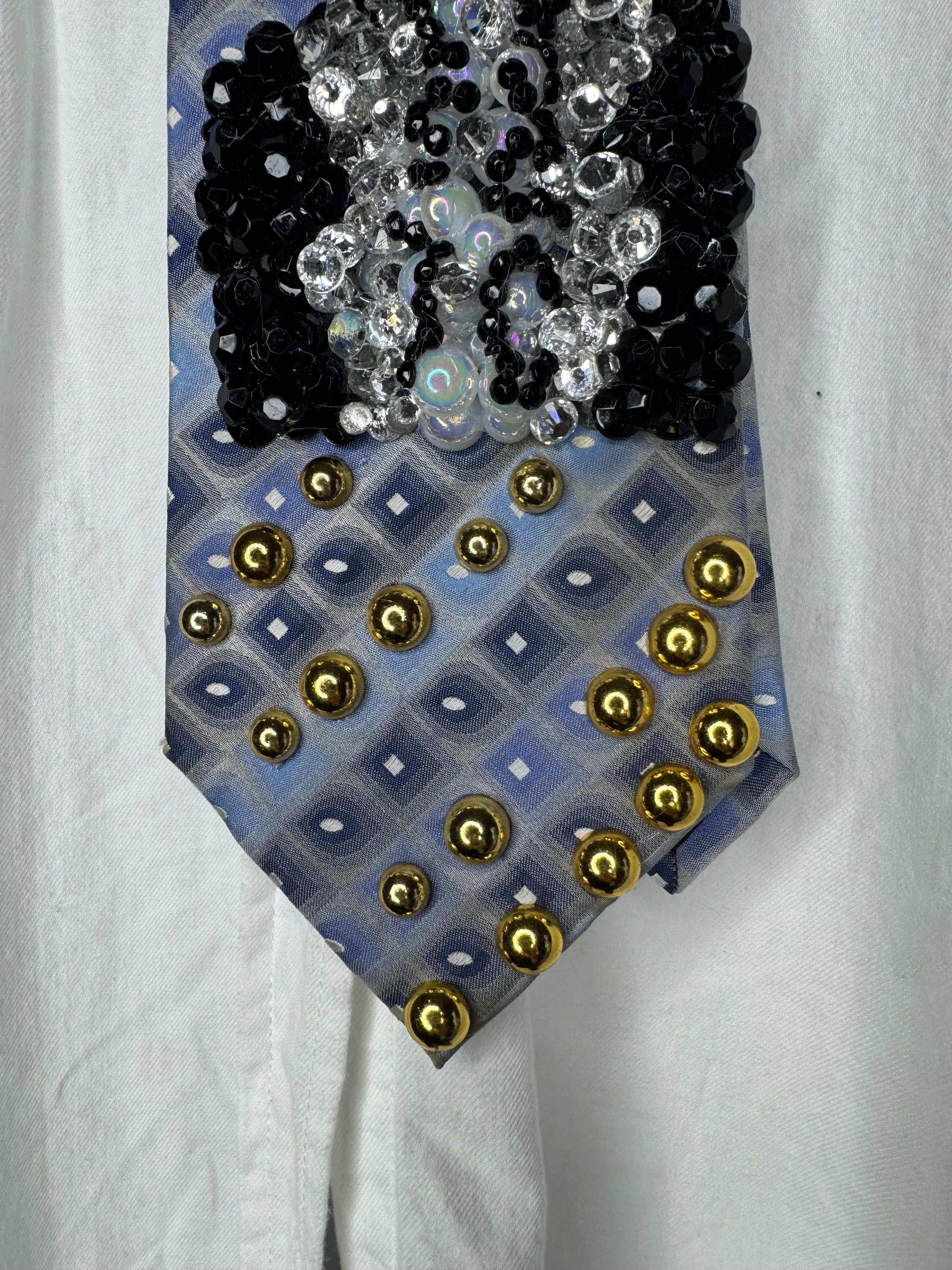 Light Blue Teen Michael Jackson on The Cher Show Jackson 5 1975 Tie