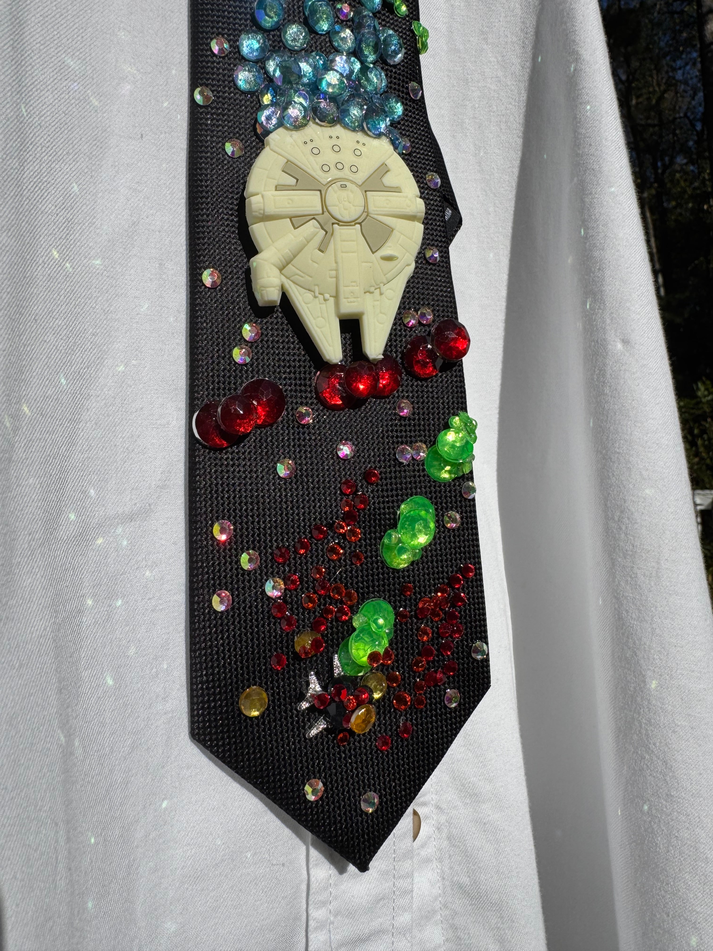 Black Millineium Falcom Flying Through Combat Chaos Star Wars Tie