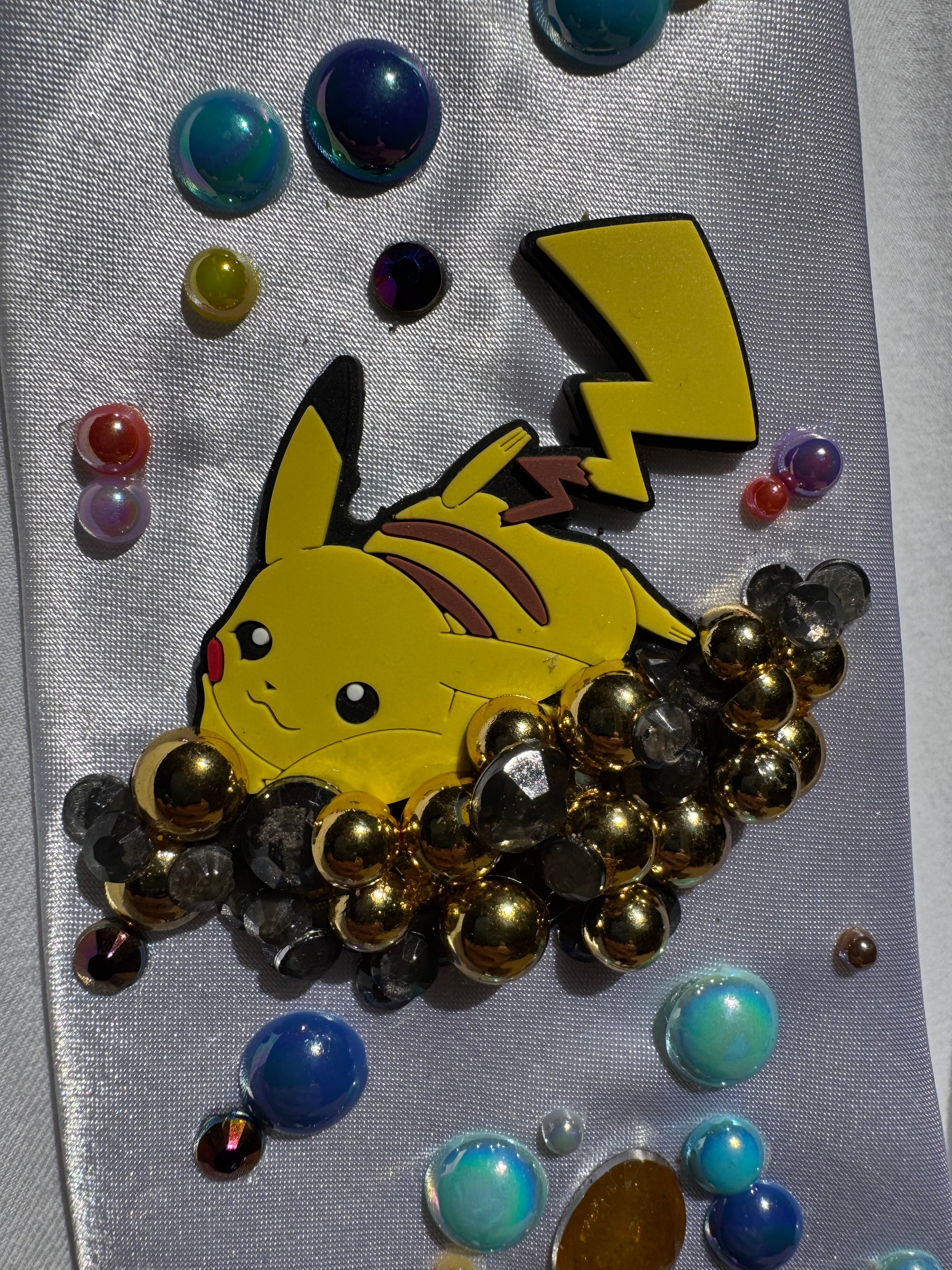 White Silk Pikachu and Pachirshu Playing on Pearl Clouds Pokemon Anime Tie