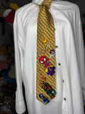 Yellow and Gold Spiderman Saving Burning HQ Building Tie