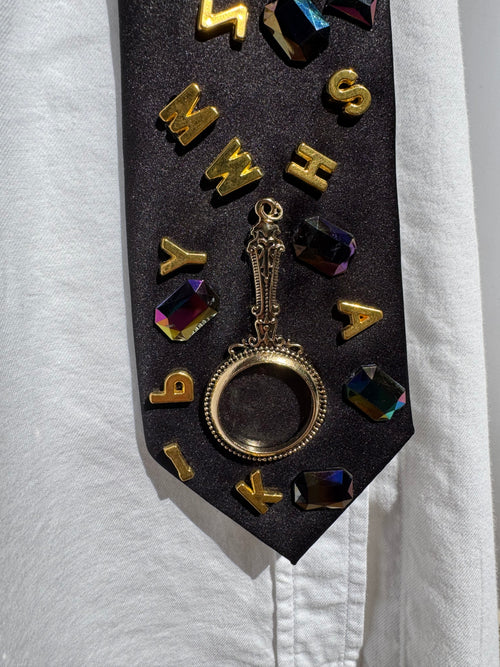 Black Gold Letter Search Royalty Tie