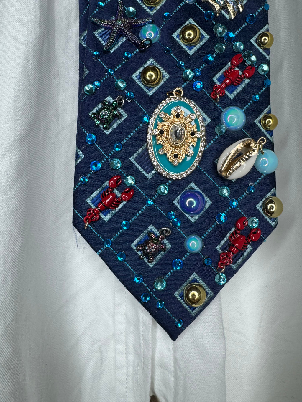 Navy Blue Ocean Floor Tropical Treasure Box Royalty Tie