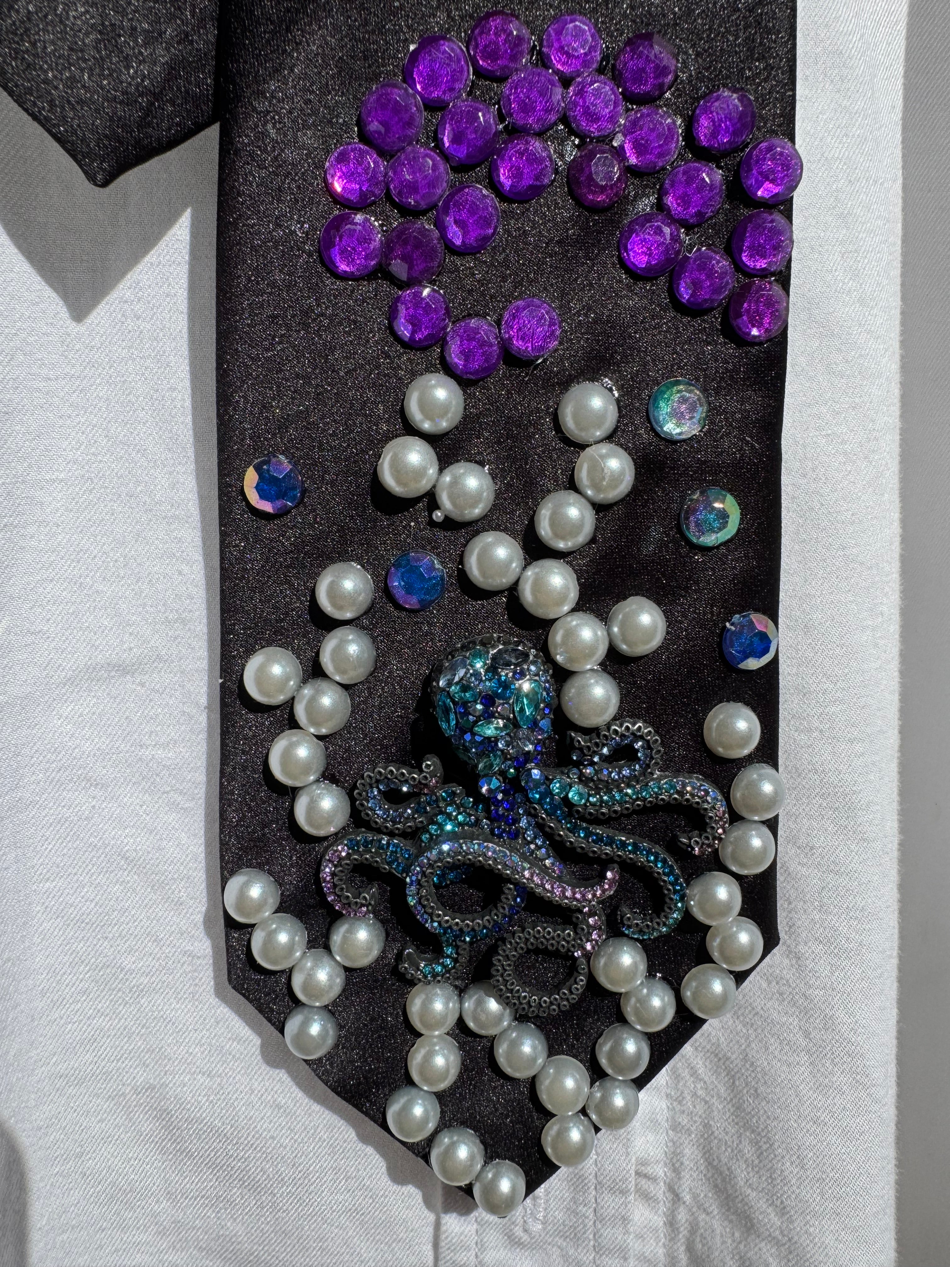 Black Magical Octopus Tentacle Attack Nature Tie