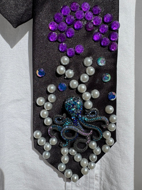 Black Magical Octopus Tentacle Attack Nature Tie