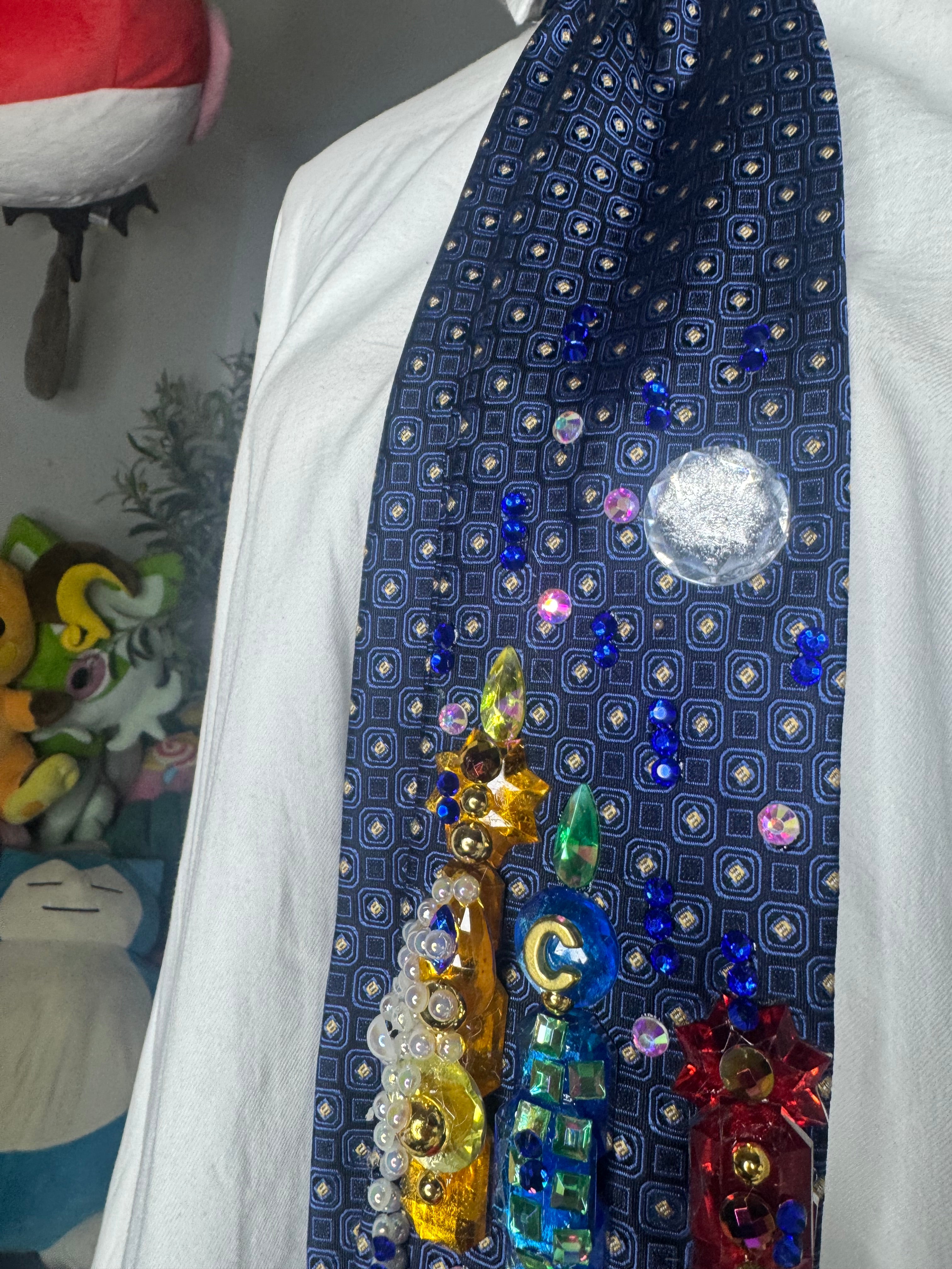 Navy Blue Spiderman Swinging Through City At Night in the Rain Tie