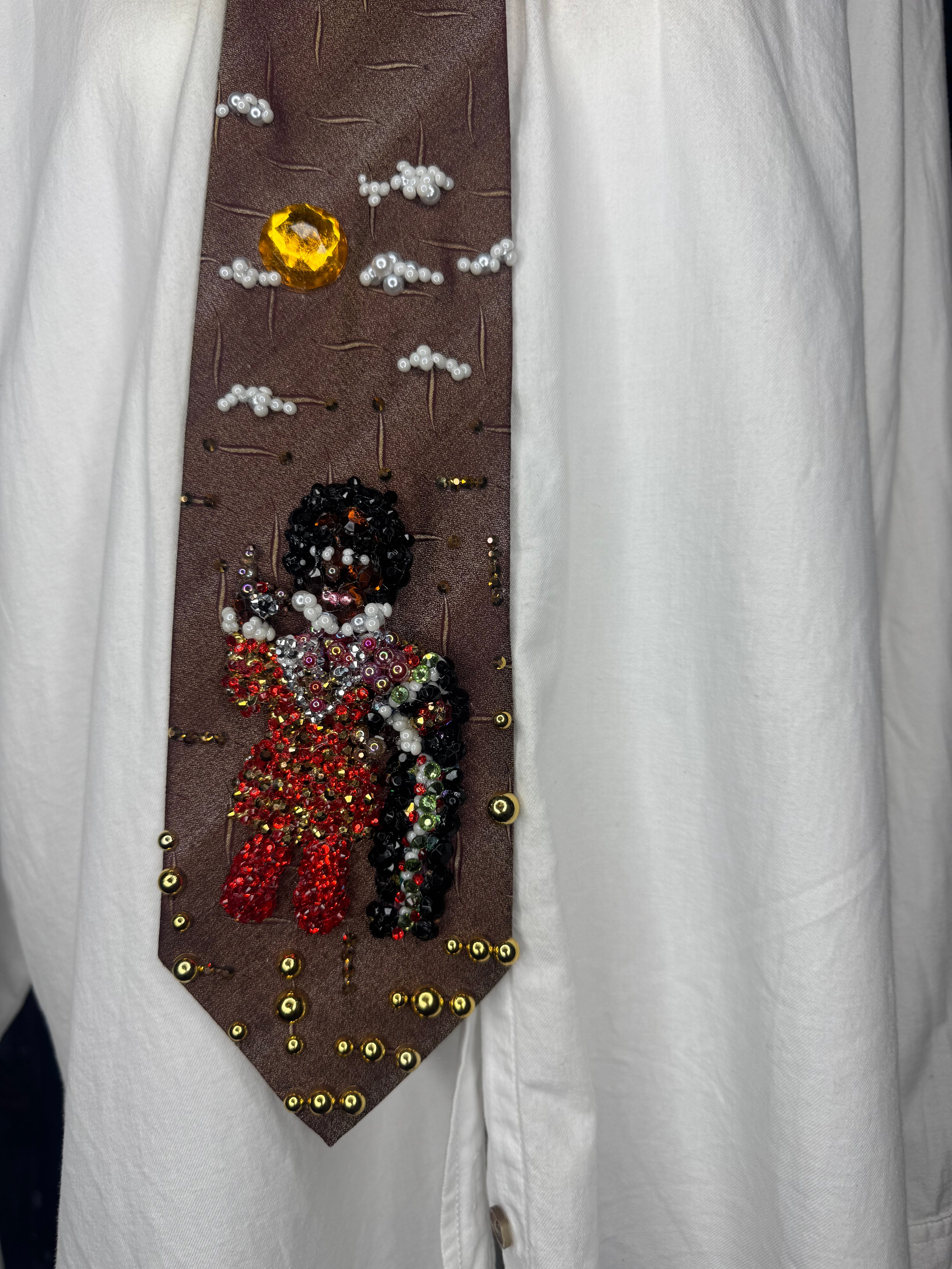 Dark Orange Michael Jackson Pointing Up in High Class Royalty King Outfit For Matthew Rolston Photoshoot 1984 Tie