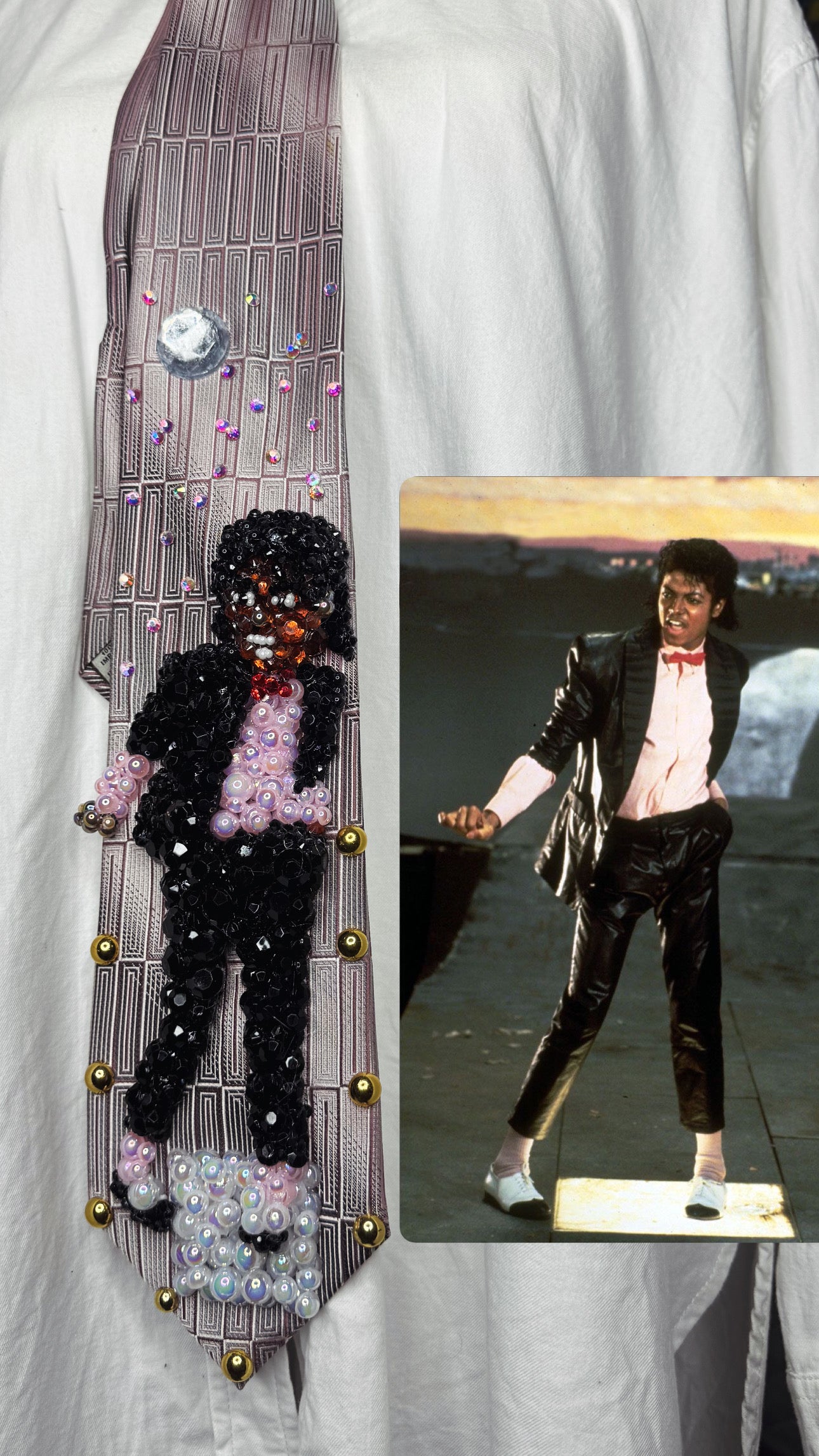 Pink Michael Jackson Hitting Wrist Lock Move in Billie Jean Music Video Tie