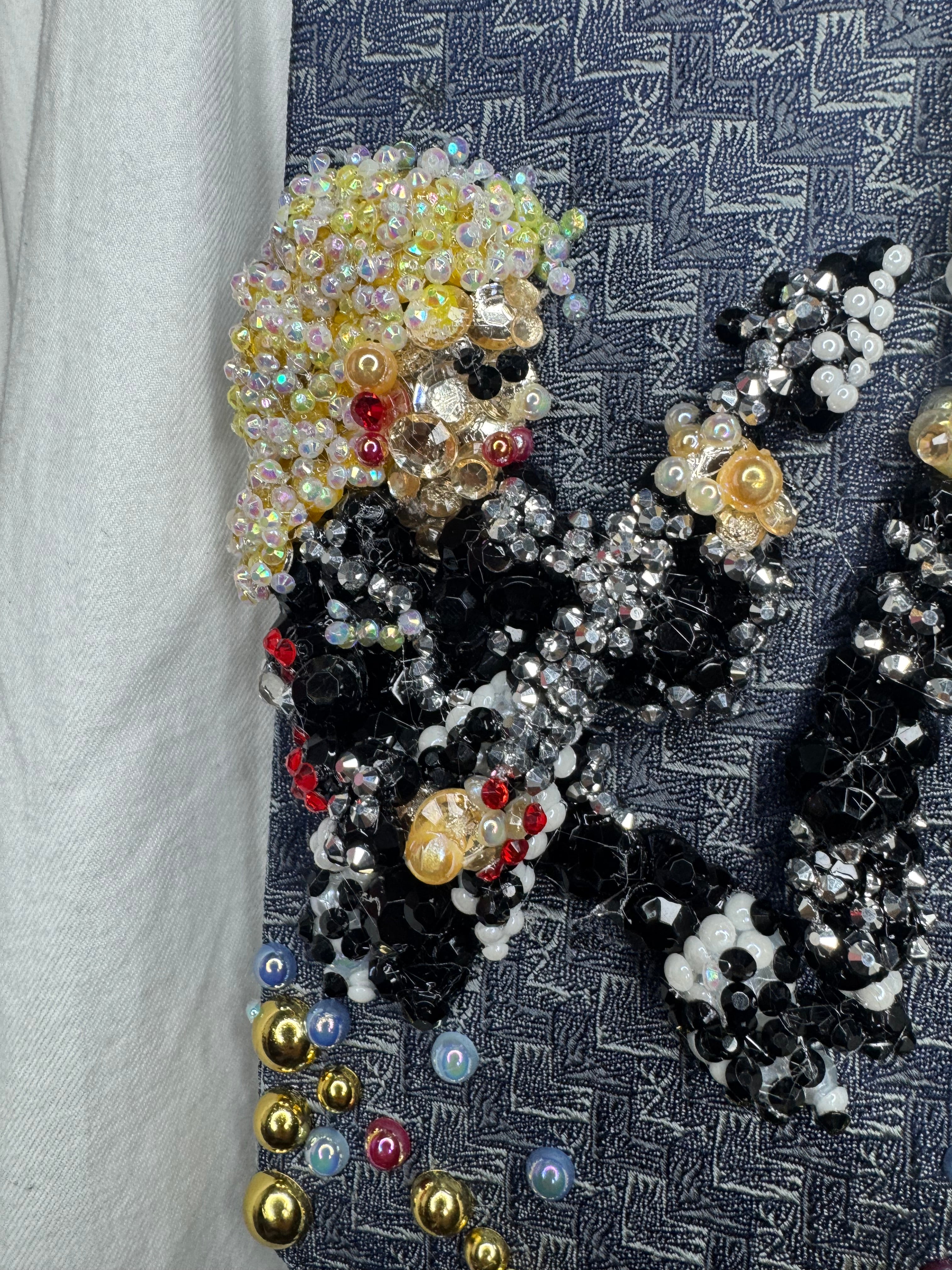 Light Navy Blue Michael Jackson & Jennifer Batten Rocking Out to Dirty Diana Live Wembly Concert Bad Tour 1988 Tie