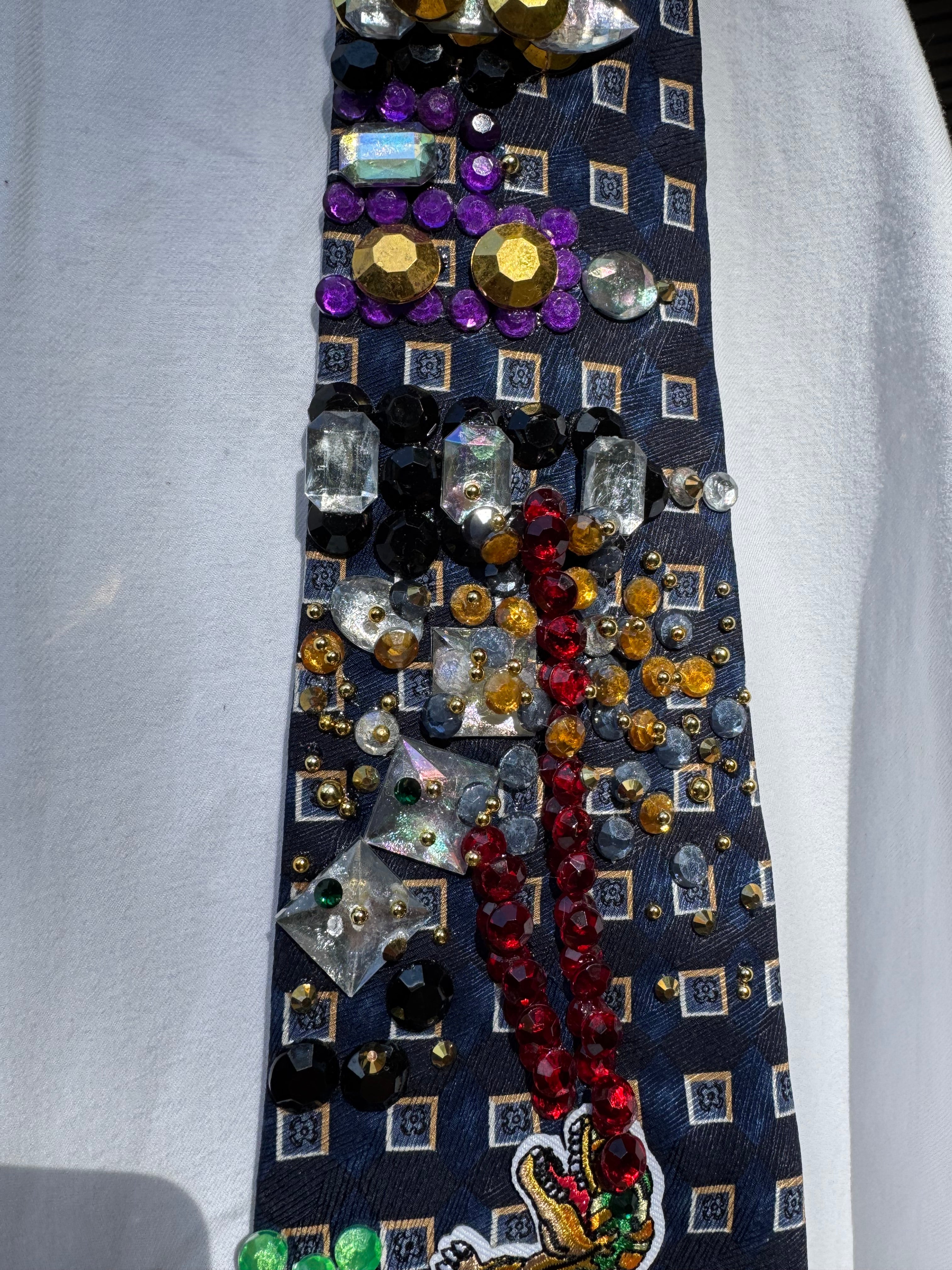 Navy Blue Laser Eye Trex Attacking City Tie