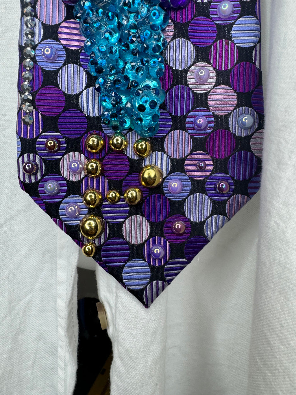 Purple Polkadot Prince With Hand to Ear Performing Purple Rain in the Rain for Superbowl XLI 2007 Tie