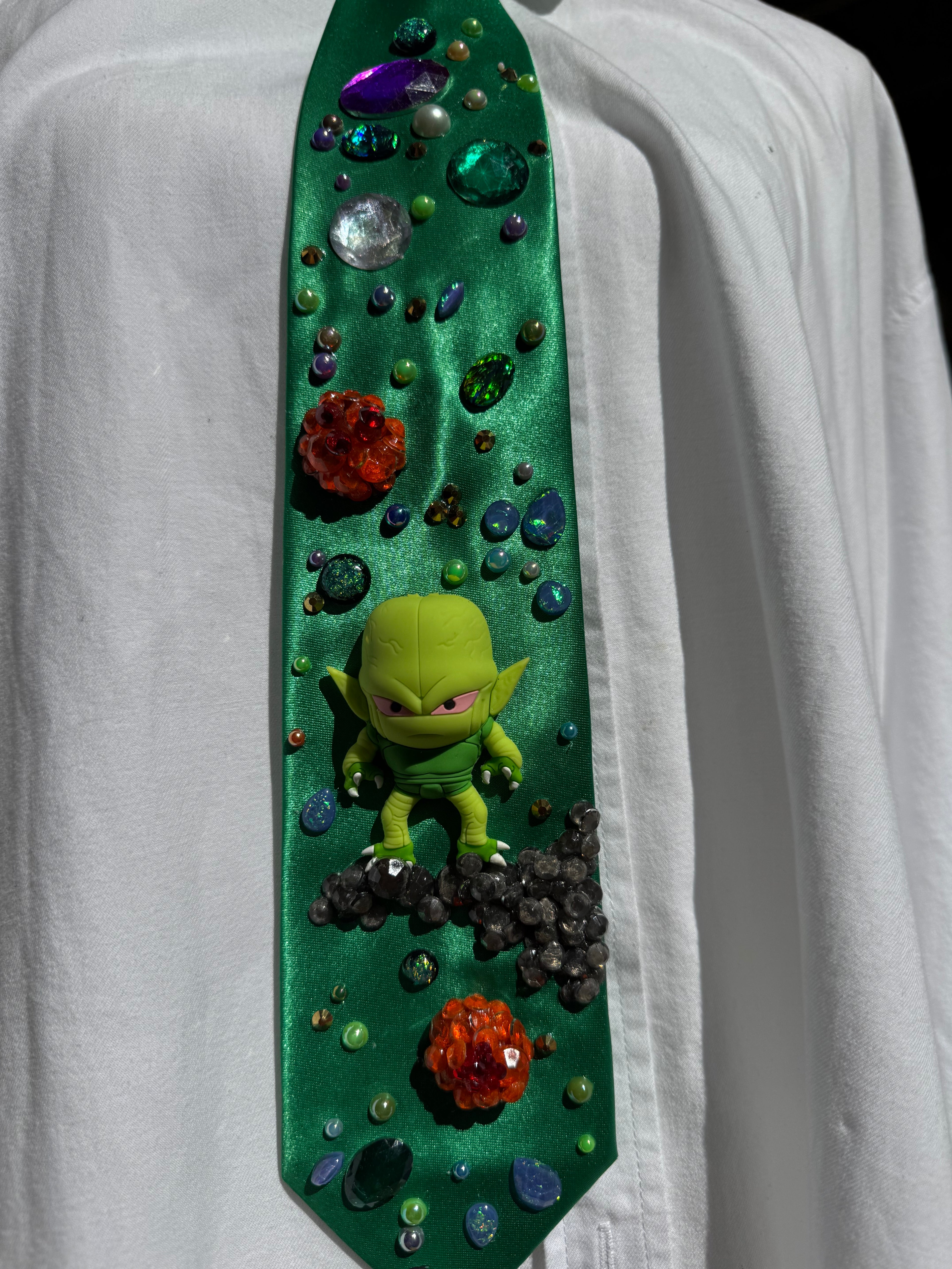 Green Silk Saibaman Aura Farming in Space Dragon Ball Z Tie
