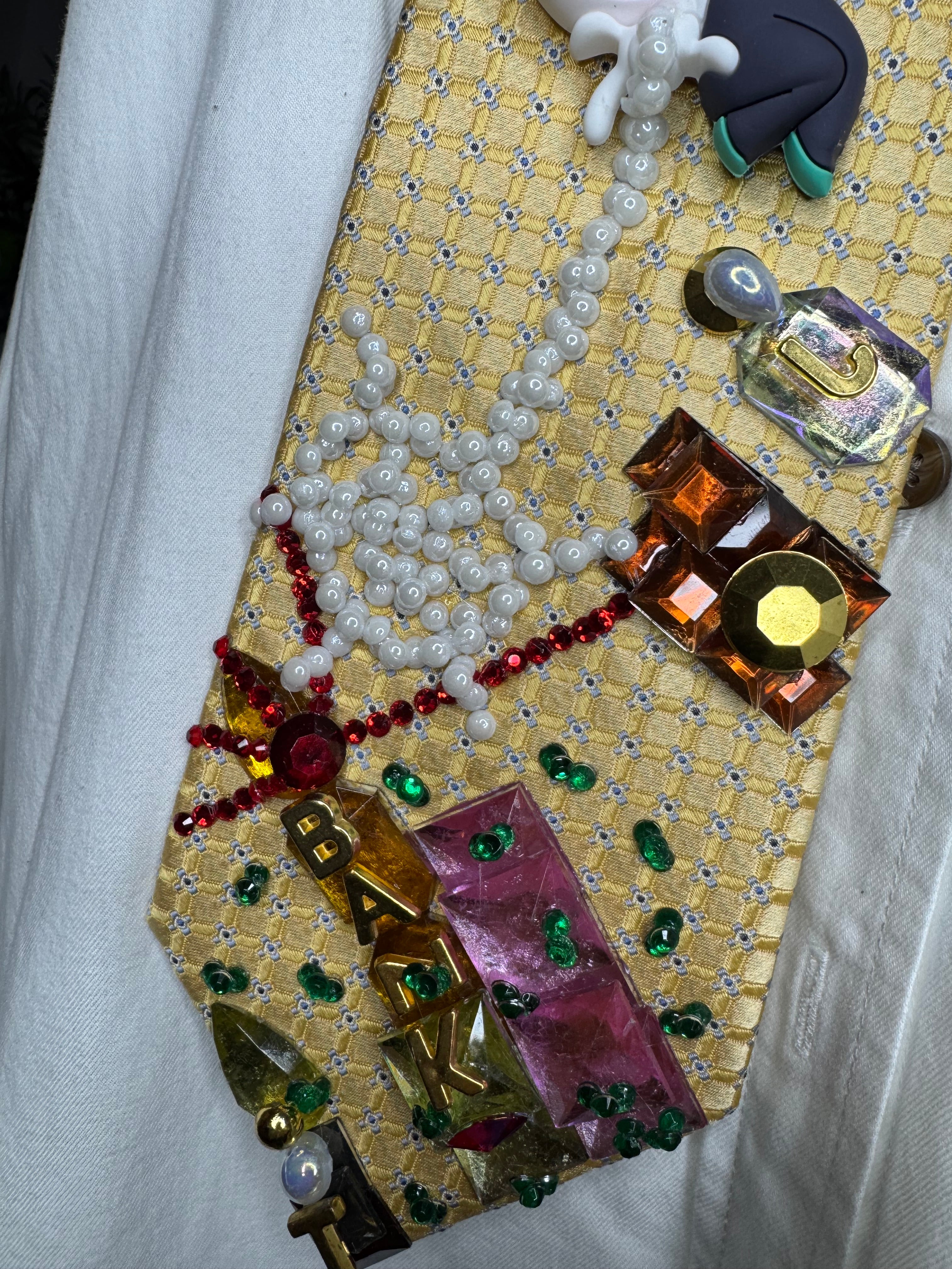 Yellow Ghost Spider Saving Bank Robbery Spiderman Tie