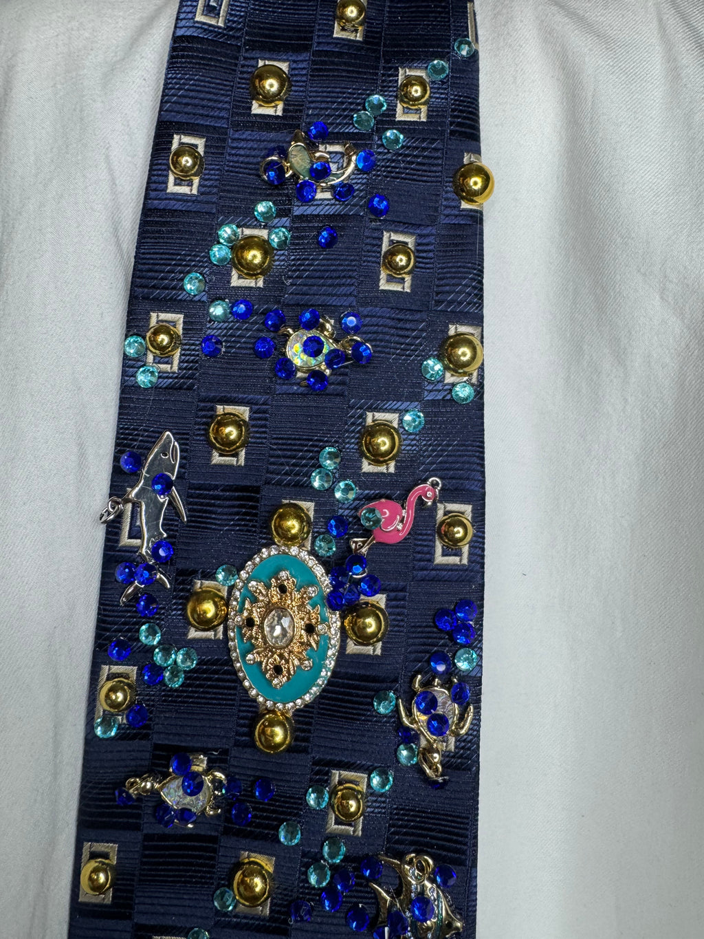 Navy Blue Tropical Treasure Box High Class Royalty Tie