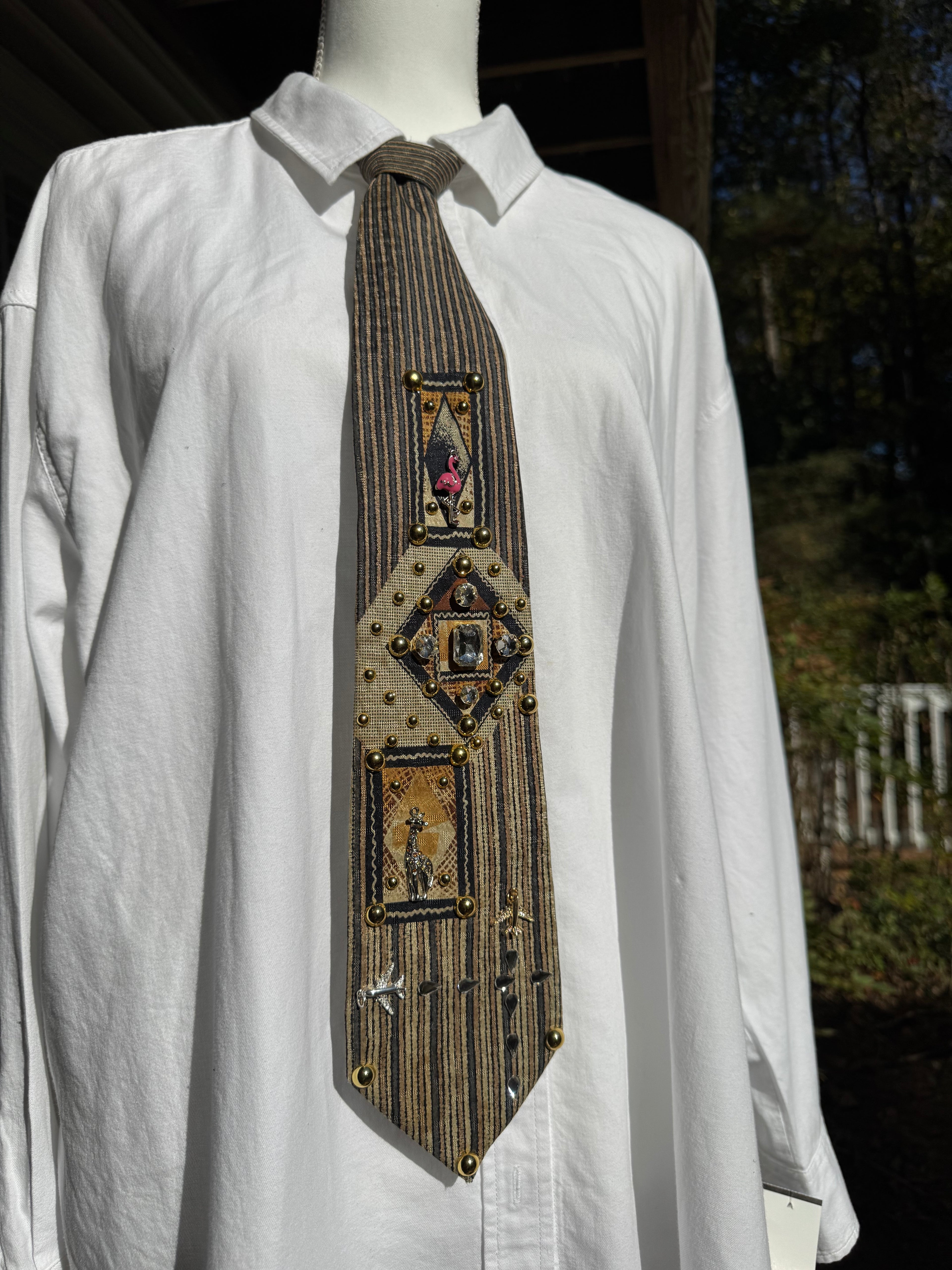 Beige High Class Luxurious Tropical Vacation Royalty Tie