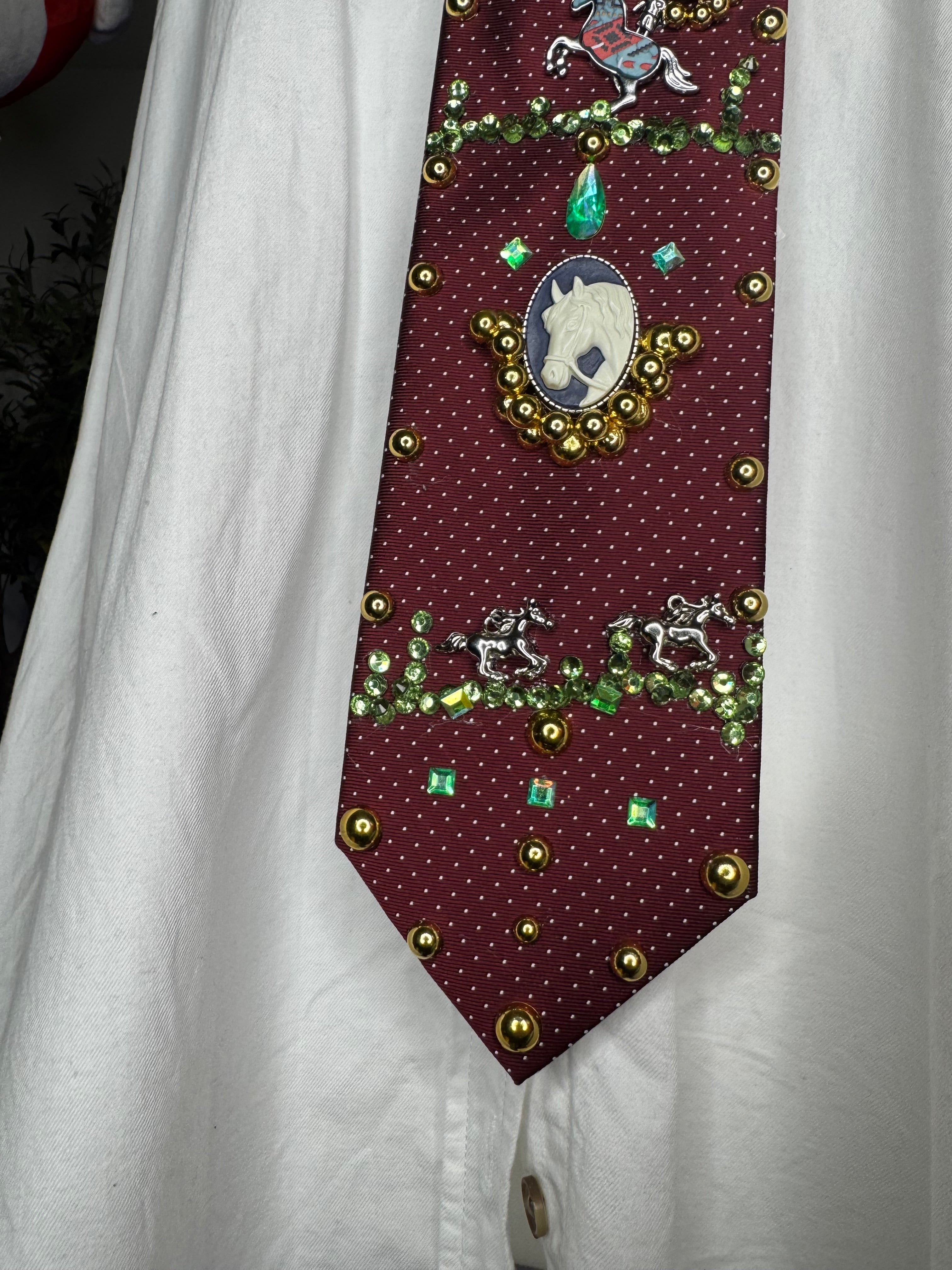 Burgundy Cowboy Lassoing Buffalo In Rodeo Show Cowboy Tie