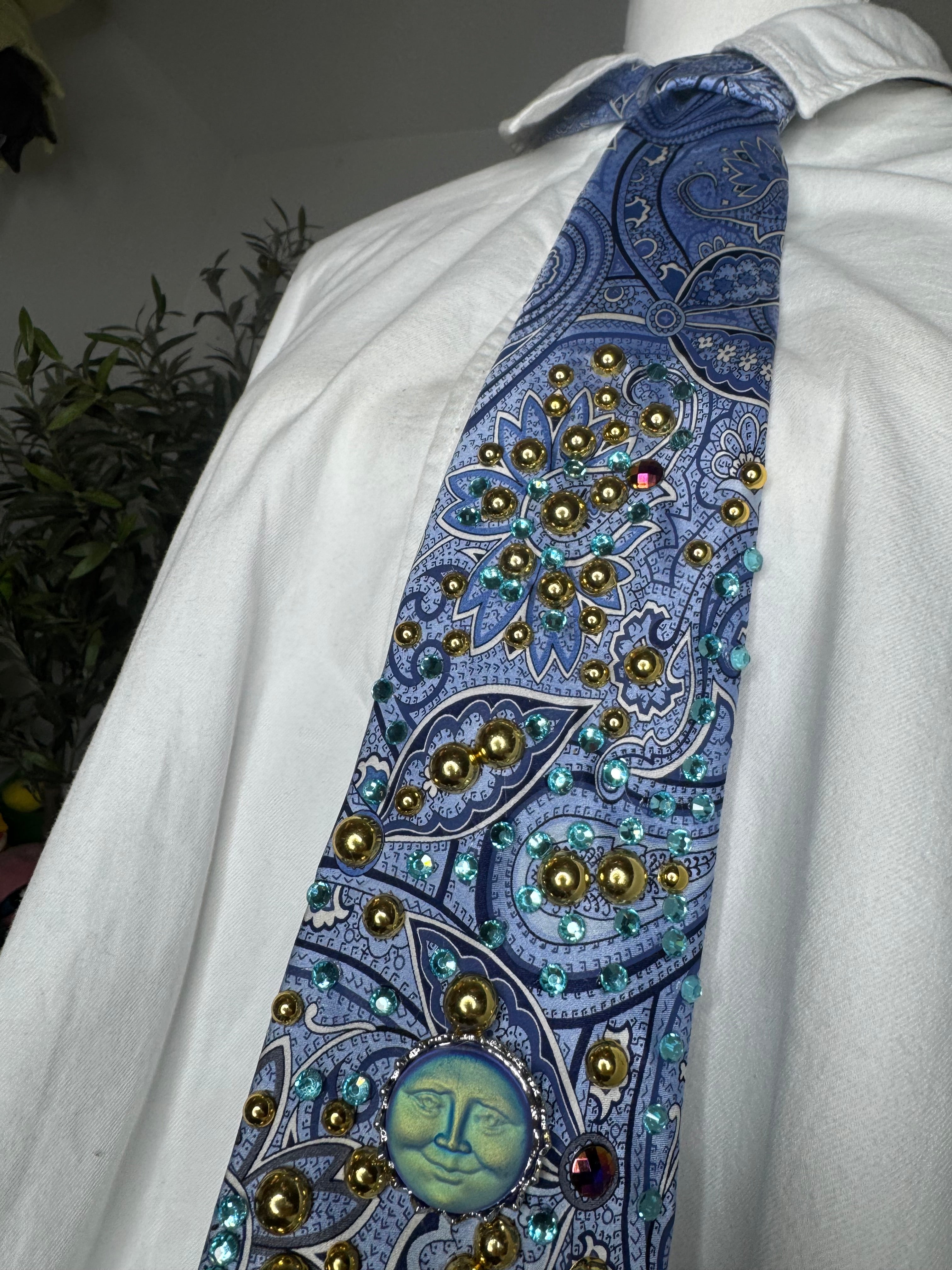 Blue Paisley Neon Sun Royalty Tie