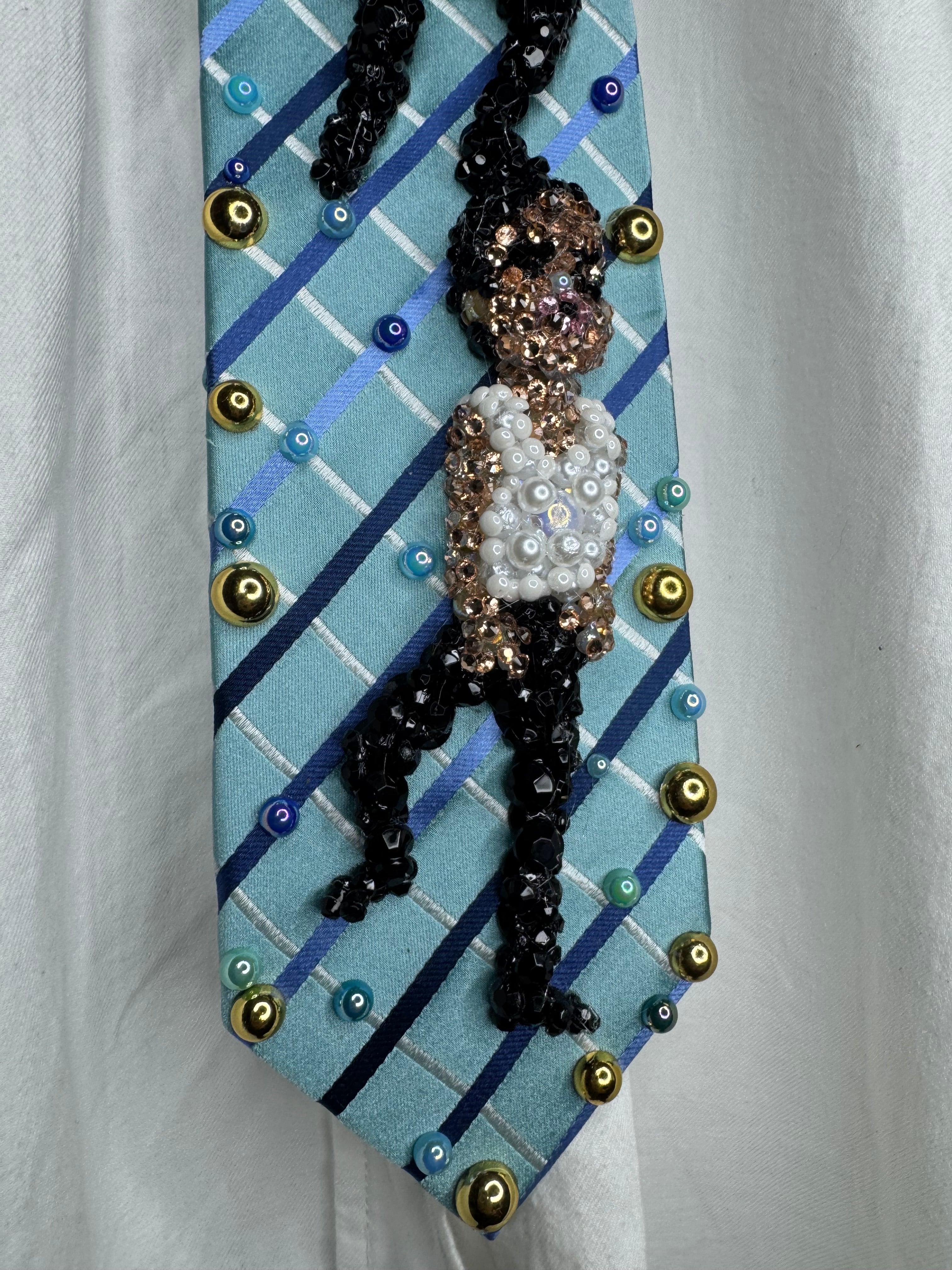 Light Blue Striped Michael Jackson Double Dance Scene From In the Closet Music Video Tie