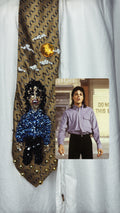 Gold Michael Jackson Singing in Sky Blue Polo Newspaper Scene From Leave Me Alone Music Video Tie
