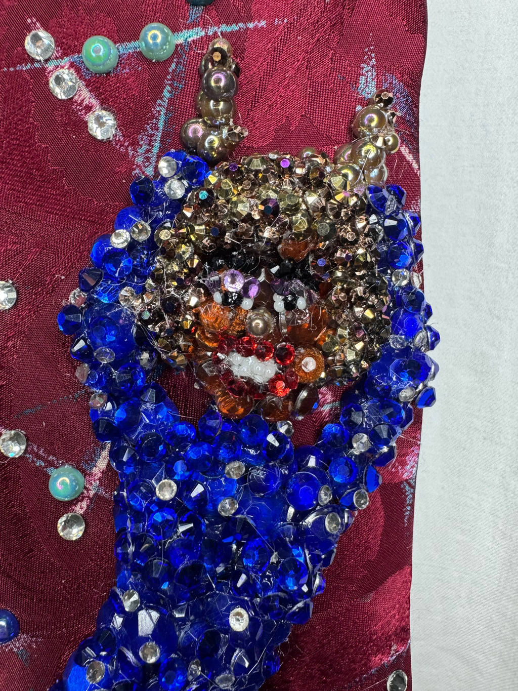 Red Whitney Houston Happily Dancing in Deep Blue Rhinestoned Dress Performing Tie