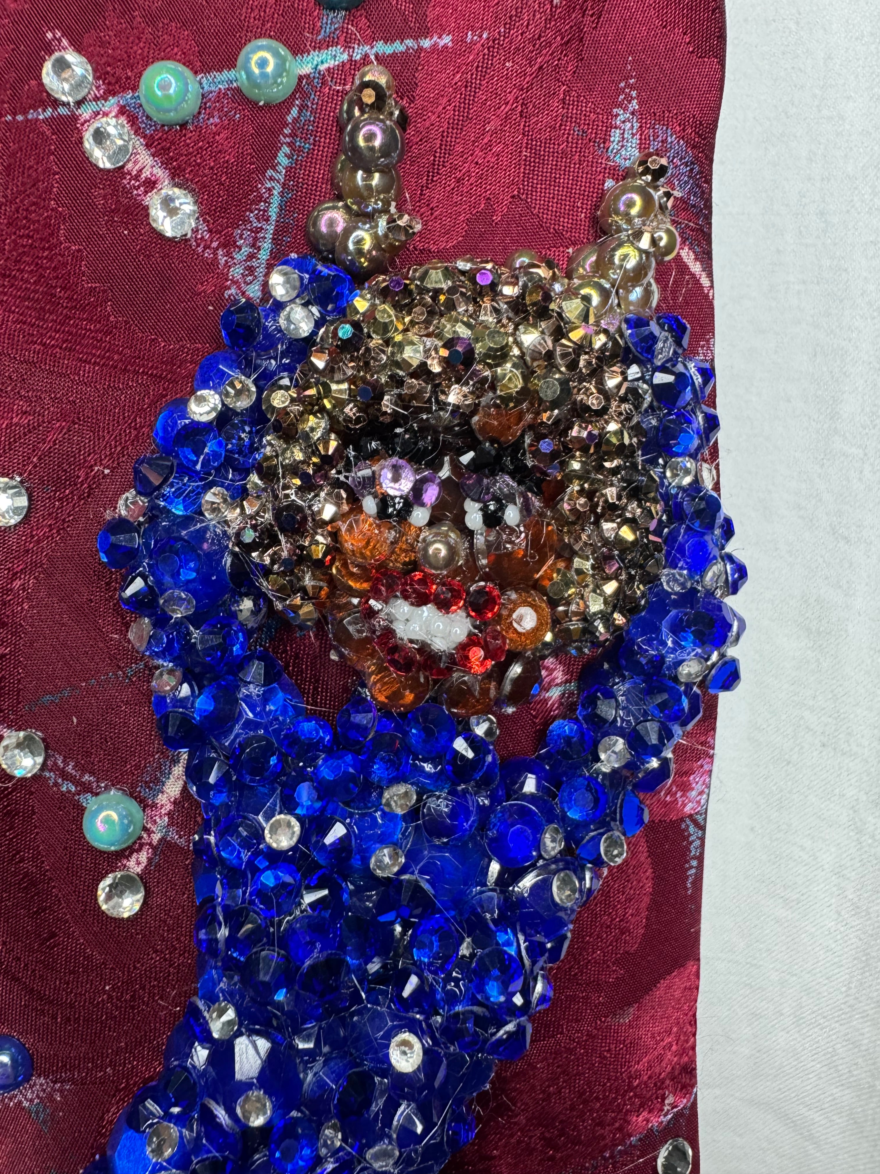 Red Whitney Houston Happily Dancing in Deep Blue Rhinestoned Dress Performing Tie