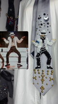 Grey Michael Jackson Hitting Egyptian Pose Walk To Smooth Criminal Wembly Concert 1988 Tie