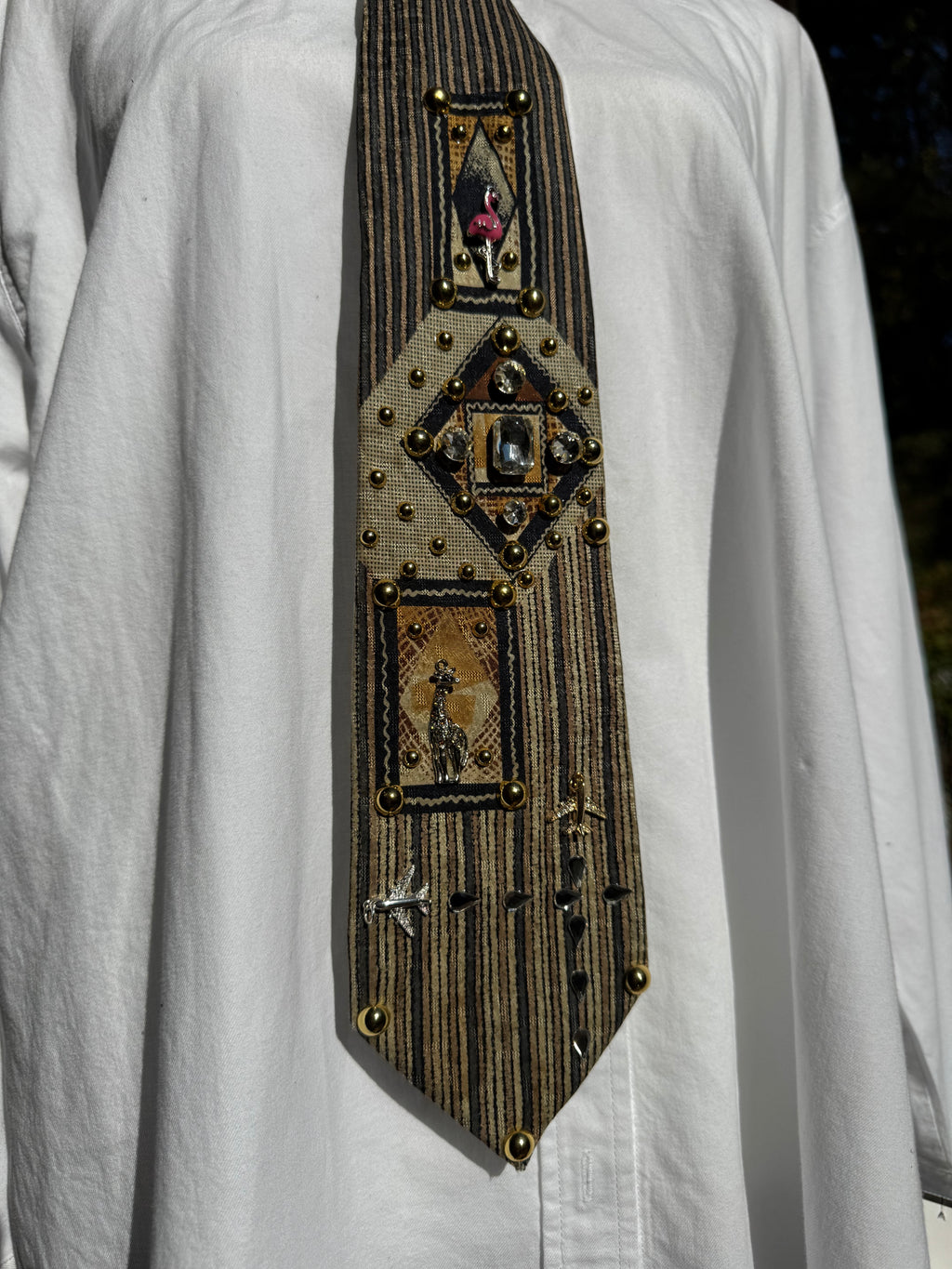 Beige High Class Luxurious Tropical Vacation Royalty Tie