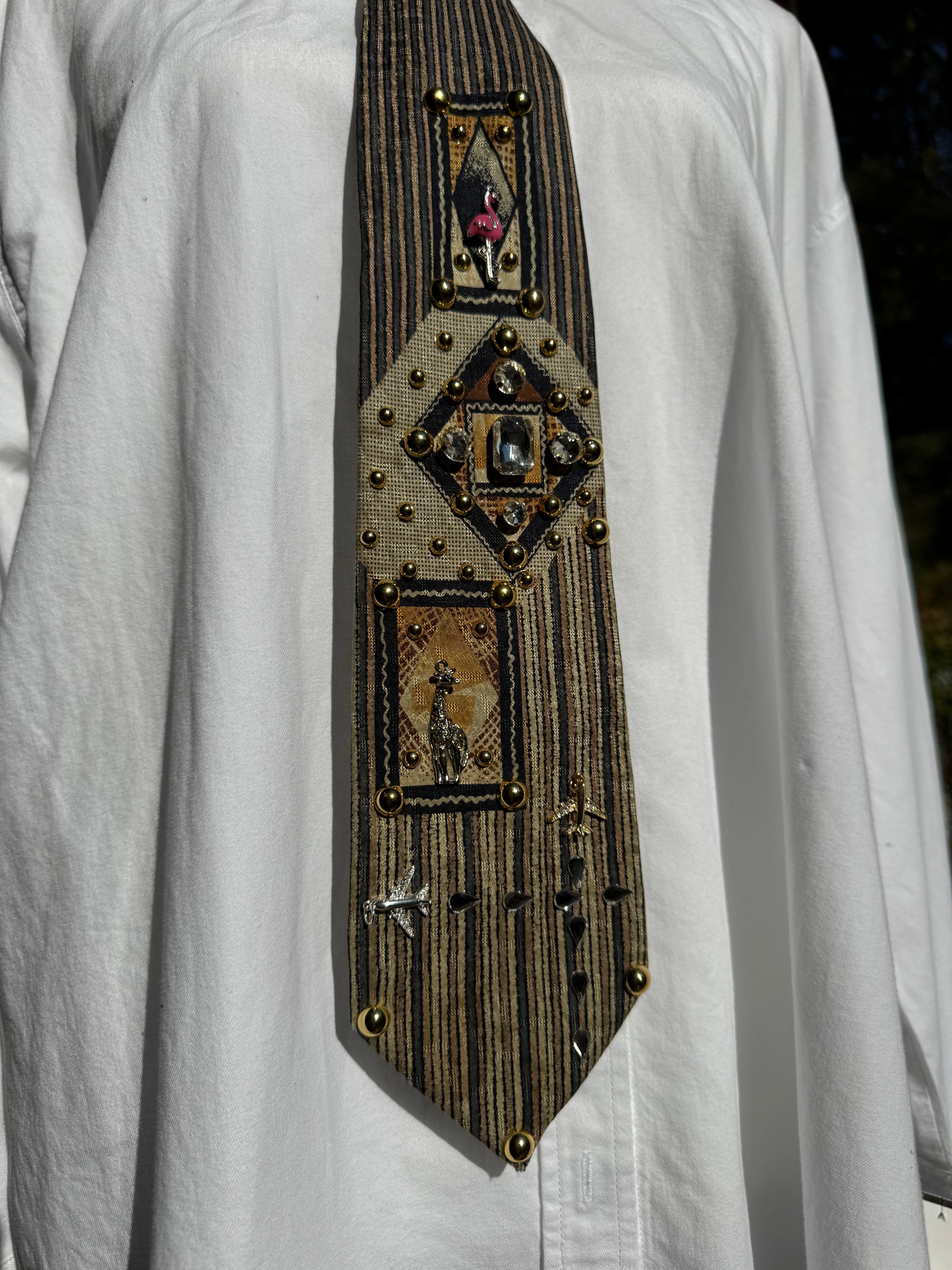 Beige High Class Luxurious Tropical Vacation Royalty Tie