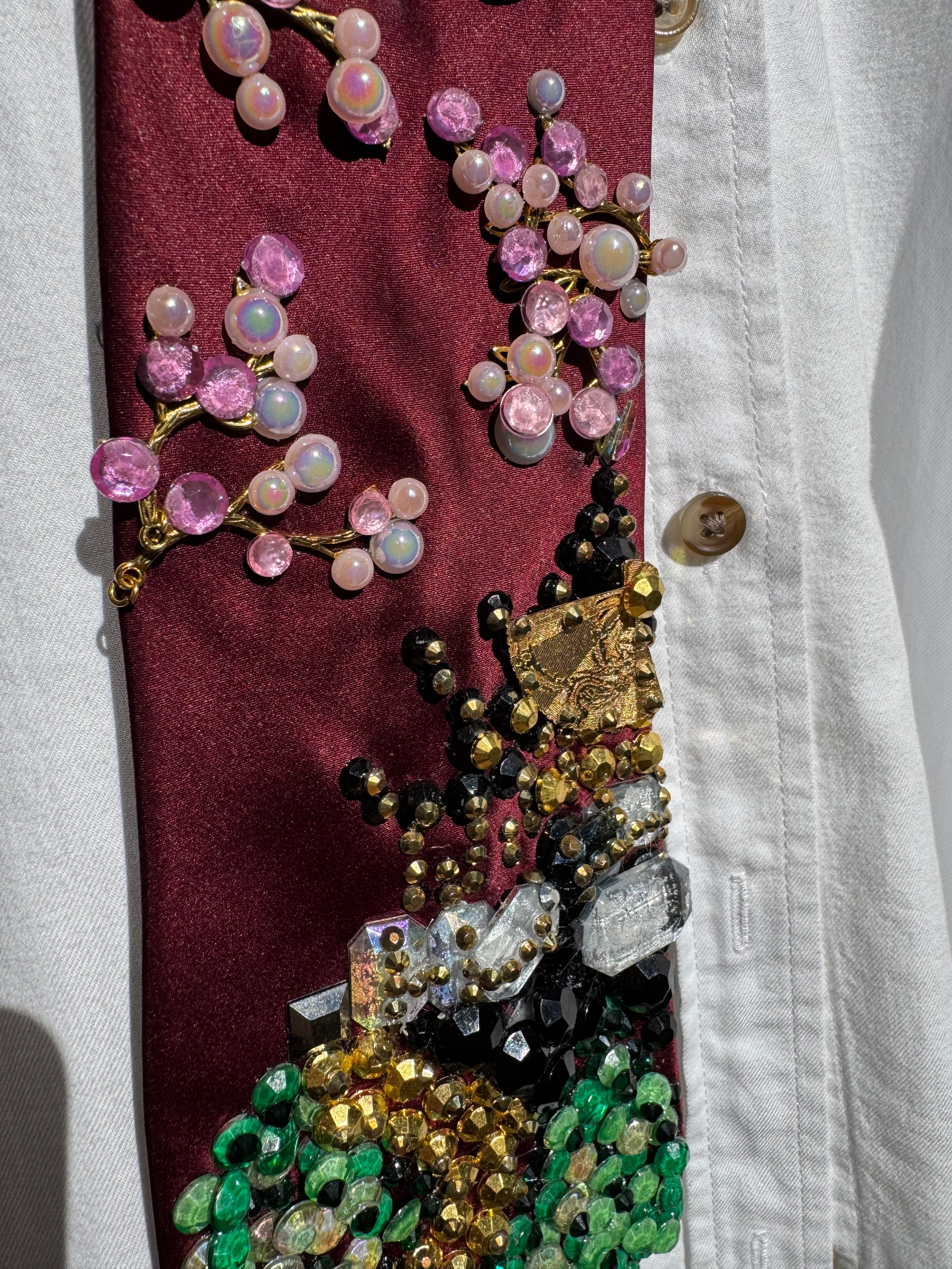Burgundy Silk Samurai House Nature Royalty Tie