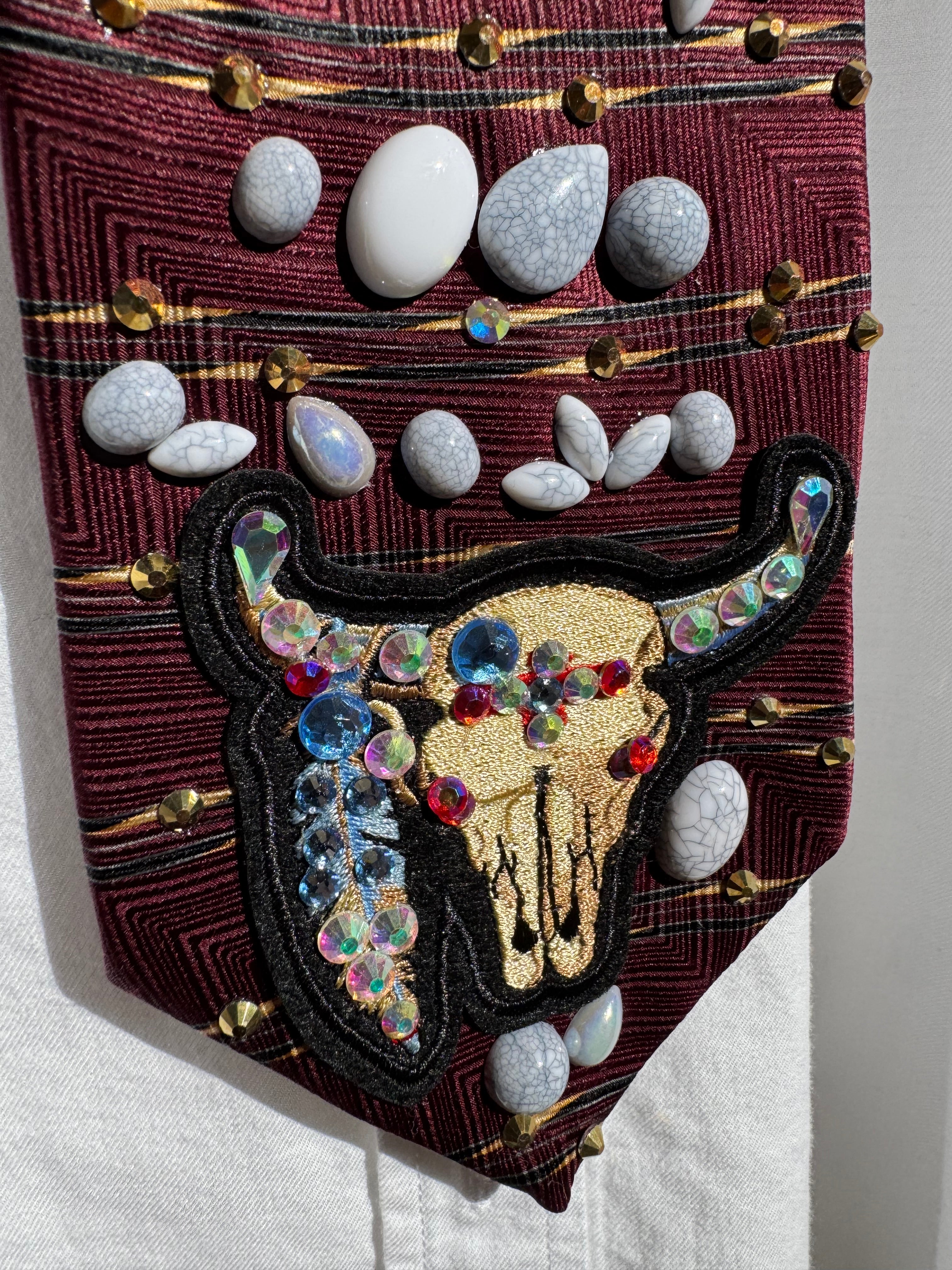 Burgundy Longhorn Aztec Western Royalty Tie