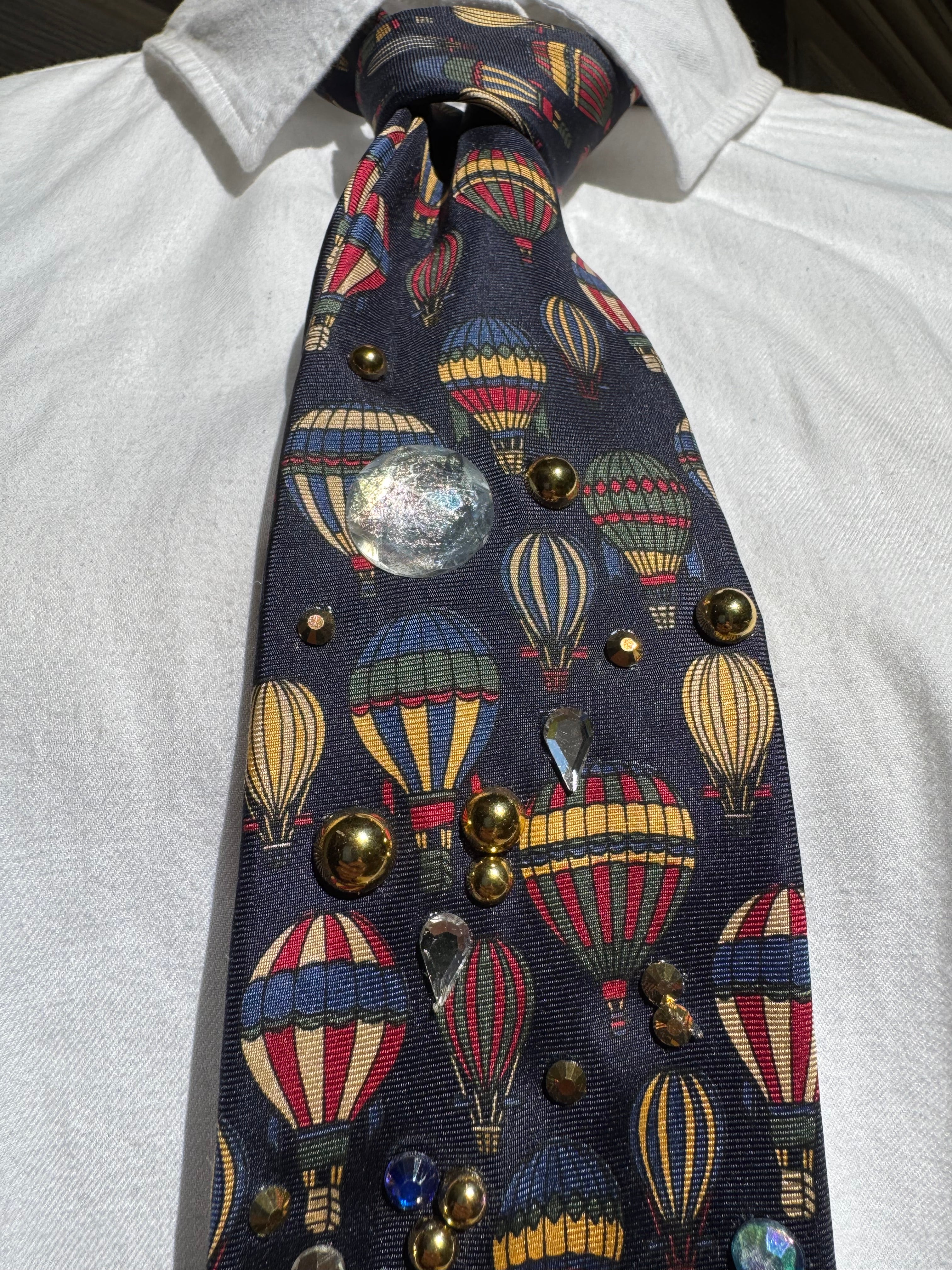 Navy Blue Hot Air Balloons Nautical Royalty Tie