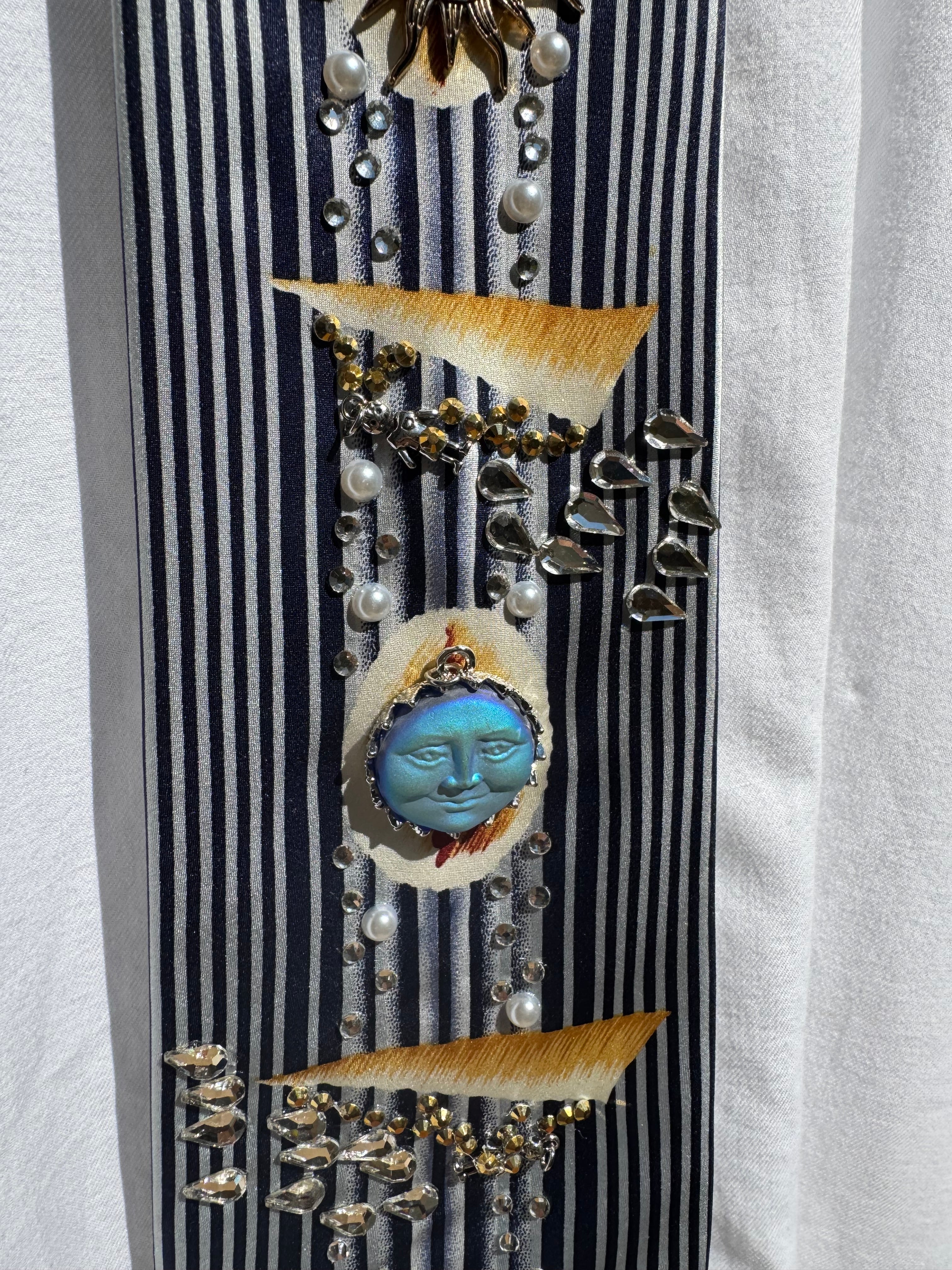 Navy Blue and White Pinstriped Hangglider Nautical Royalty Tie