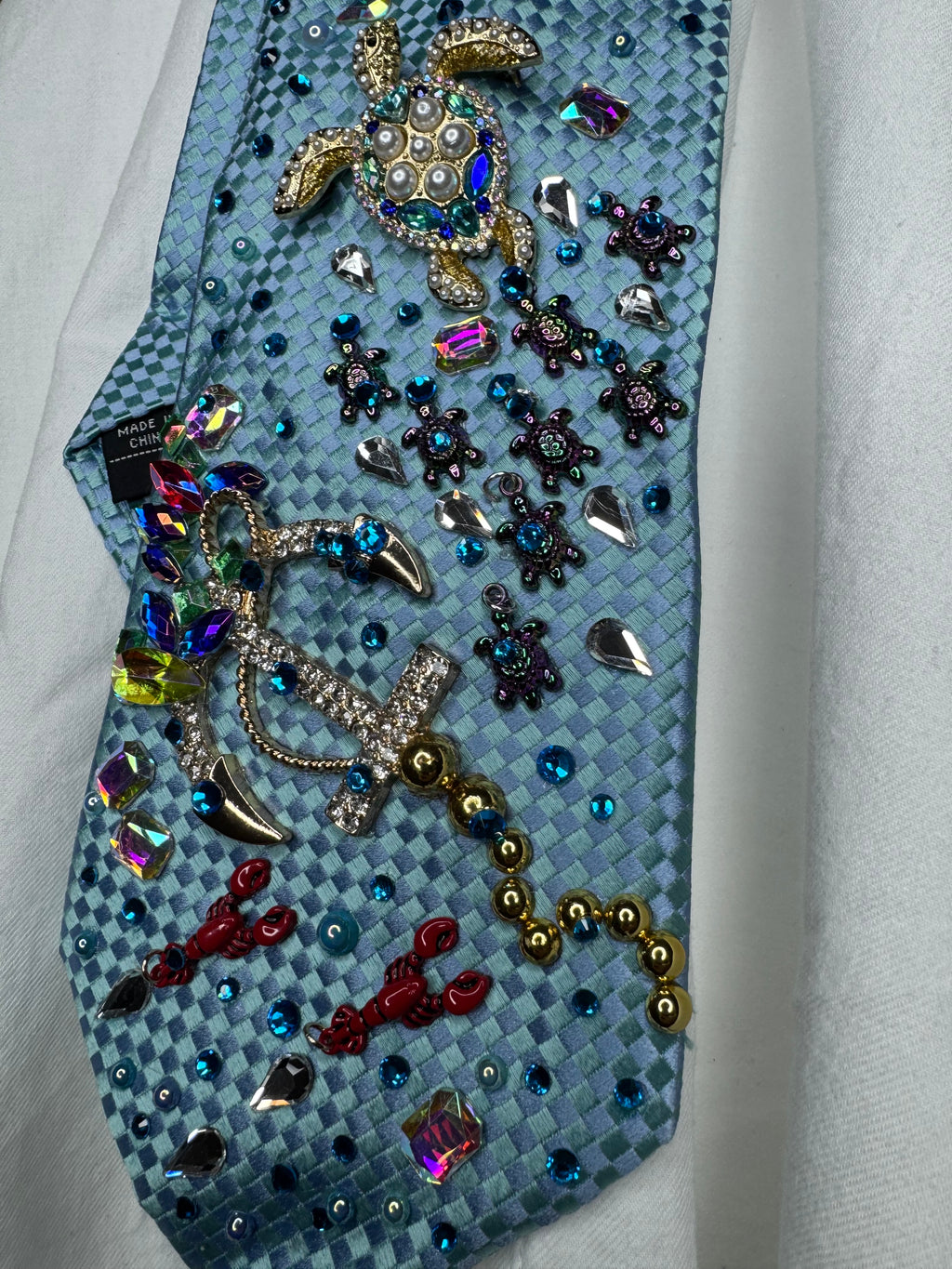 Light Blue Anchored Ocean Floor Aqautic Royalty Tie