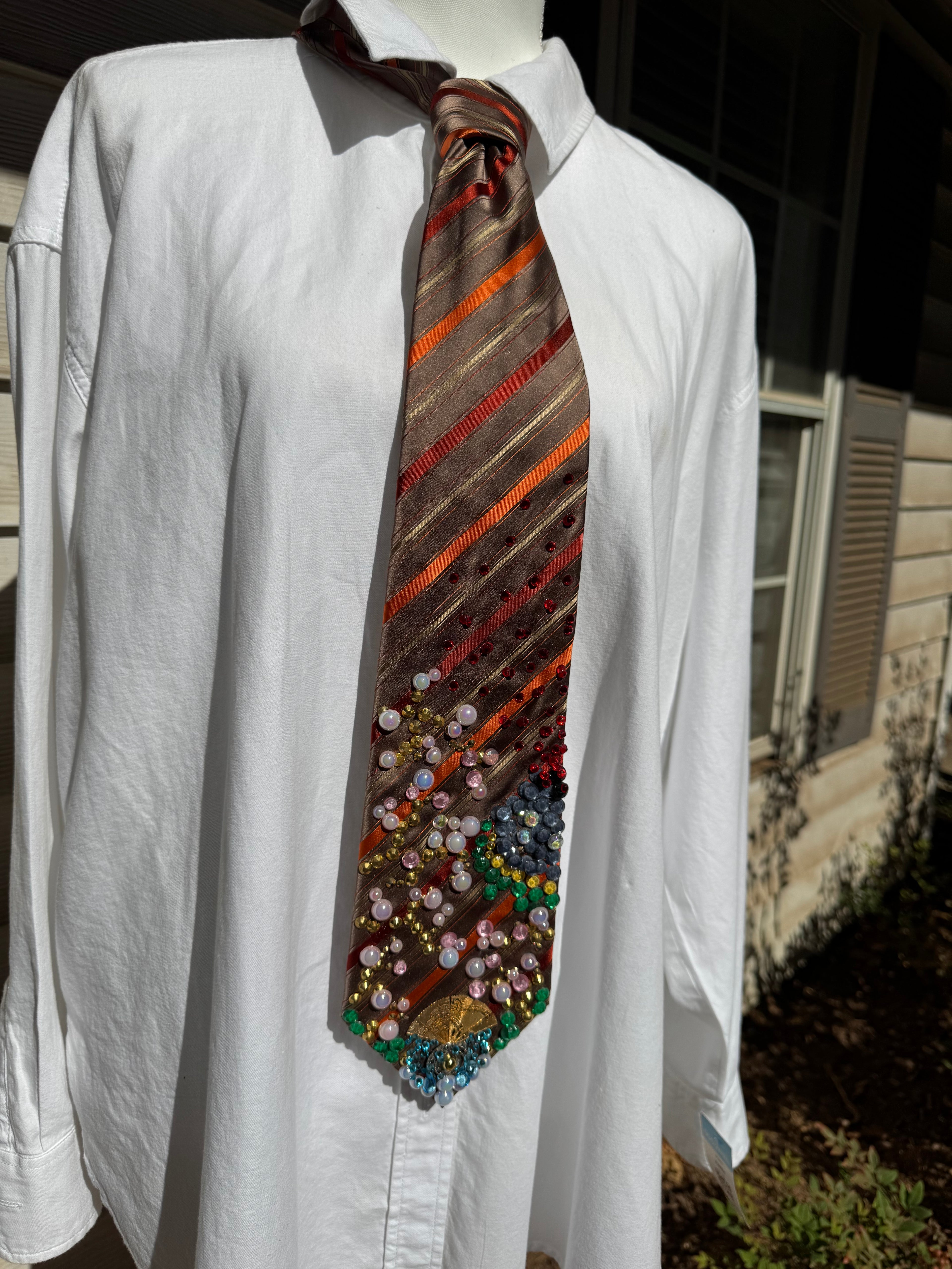 Brown And Orange Striped Volcanic Eruption Nature Royalty Tie
