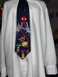 Navy Blue Spiderman Vs Green Goblin in the Head of the Moment in the City Tie