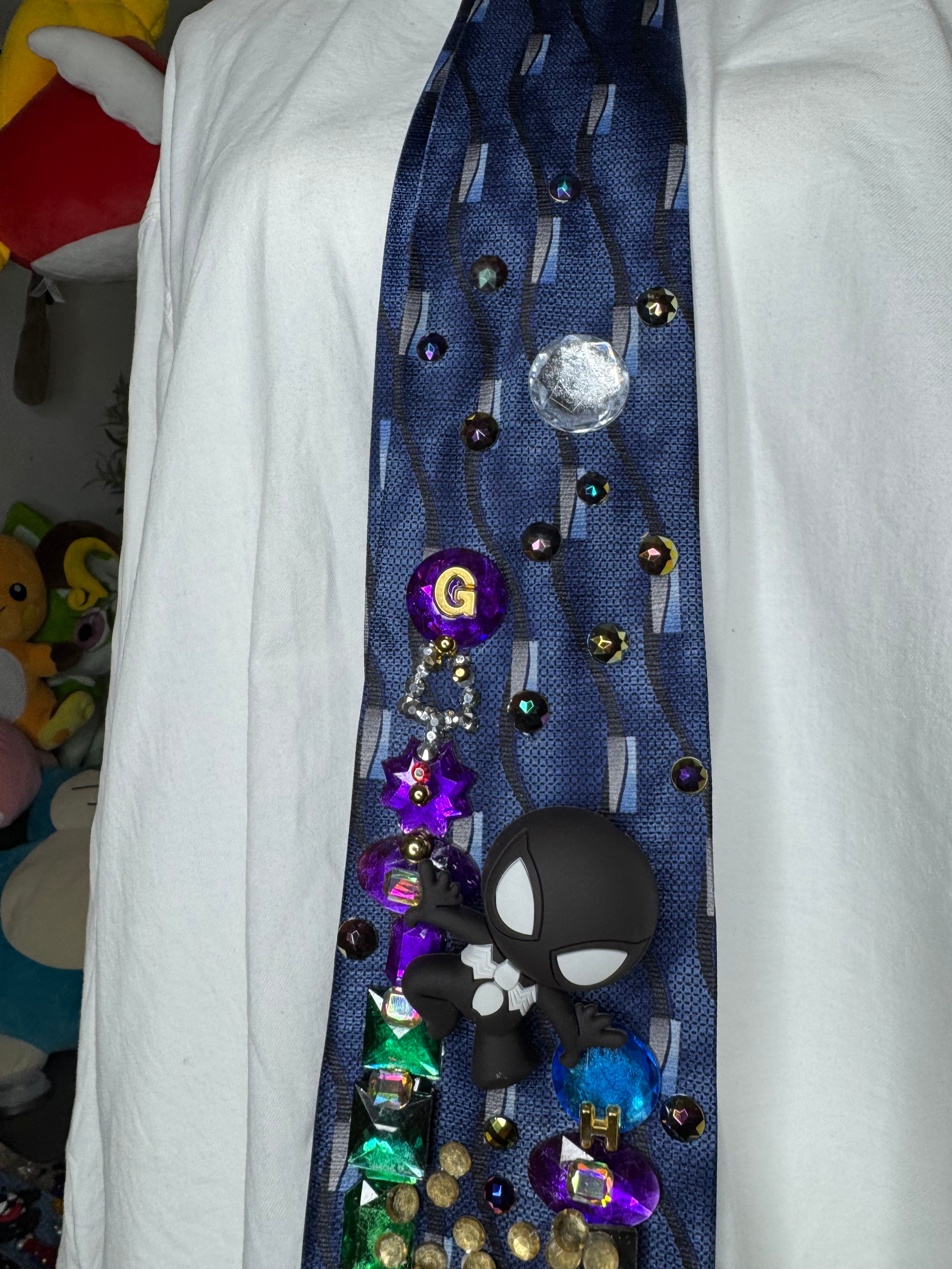Navy Blue Symbiote Suite Spiderman Vs Sandman in the City Tie