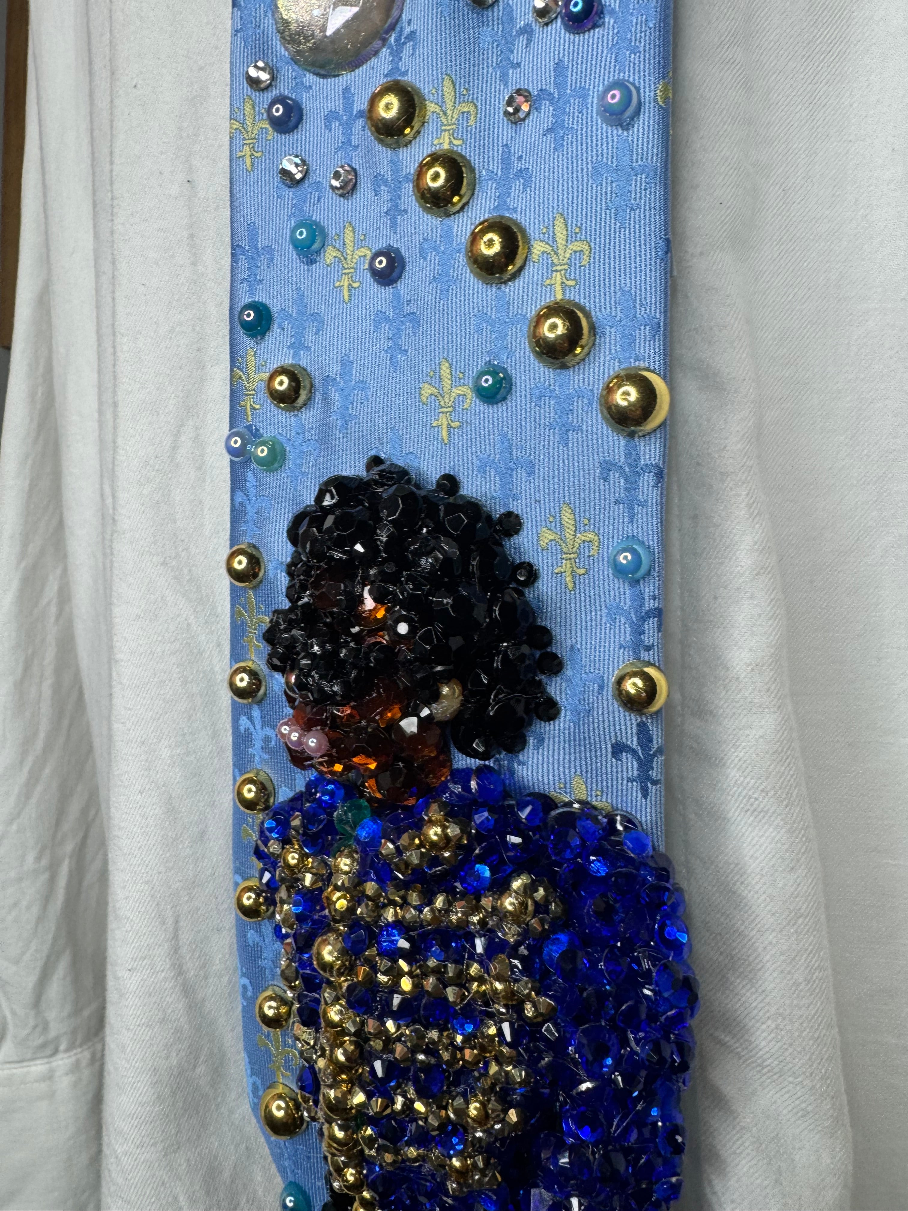 Light Blue Michael Jackson in Blue Royalty Jacket & Shades Aug 1st 1984 Thriller Era Tie