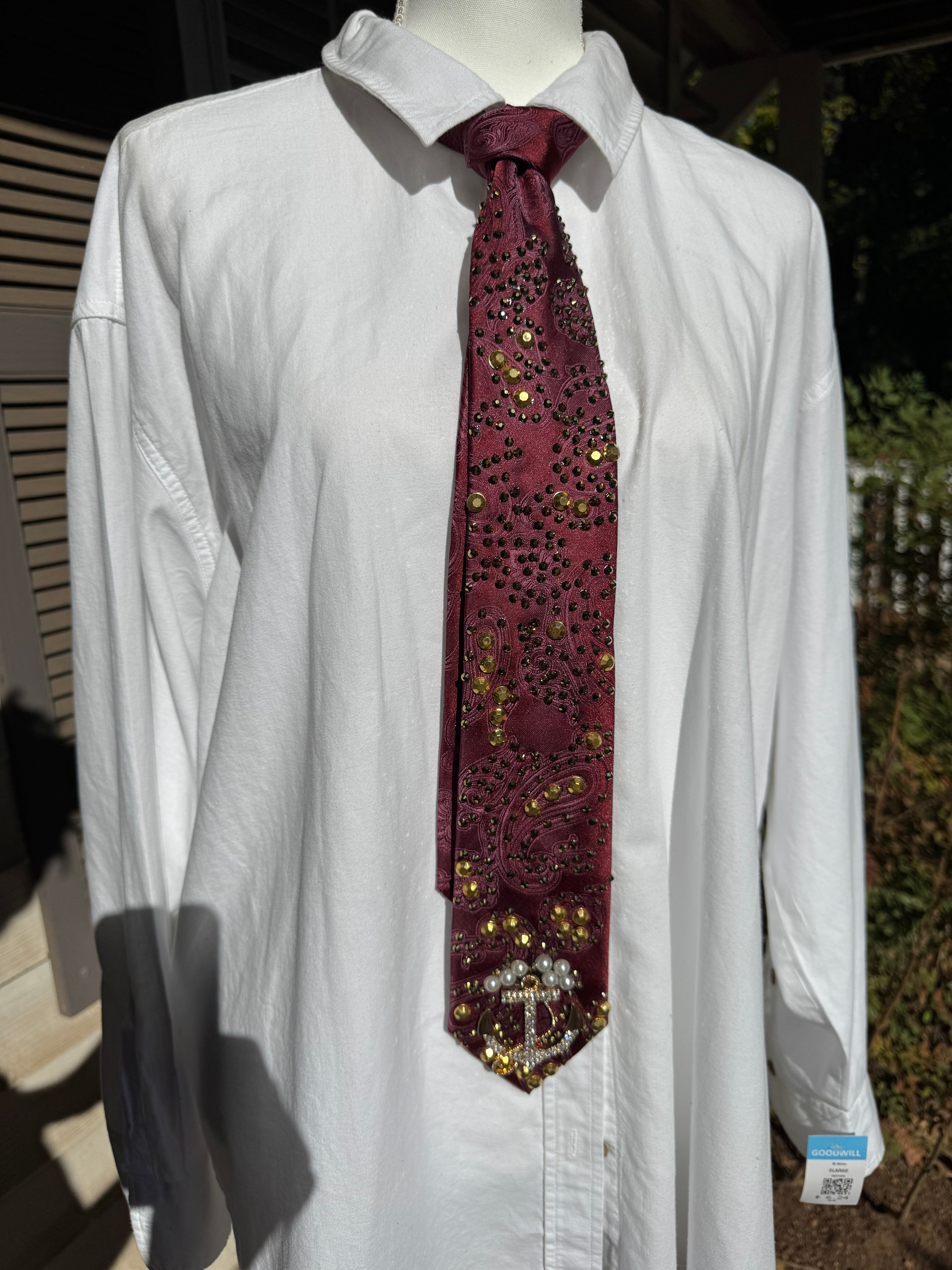 Red Paisley Silk Anchored Nautical High Class Royalty Tie