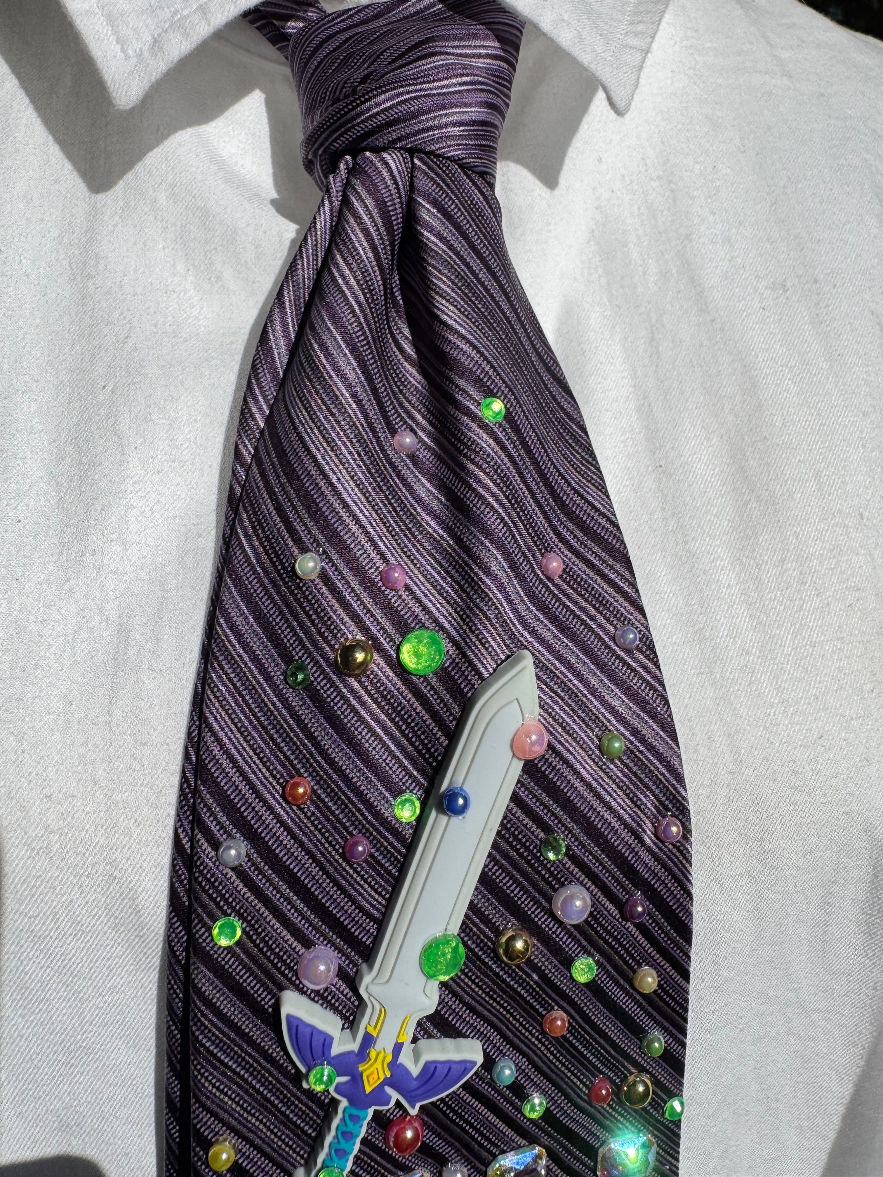 Purple Striped Gameboy Exploding Games Ultimate Gamer Tie