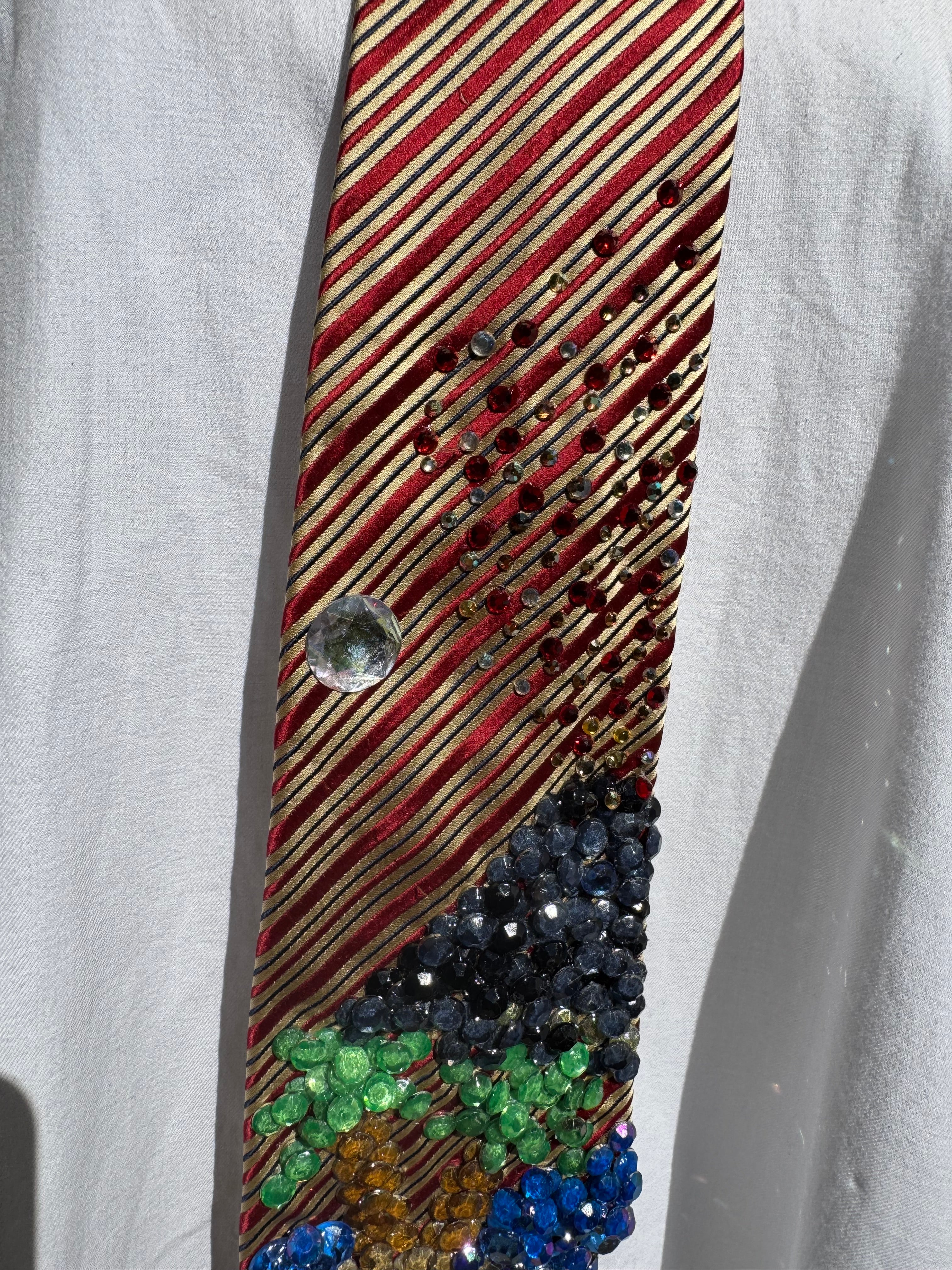 Gold and Red Striped Tropical Volcanic Eruption Nature Royalty Tie