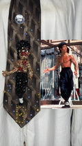 Brown Bruce Lee Fighting Wolverine Hand Enemy in Enter the Dragon Movie 1973 Tie