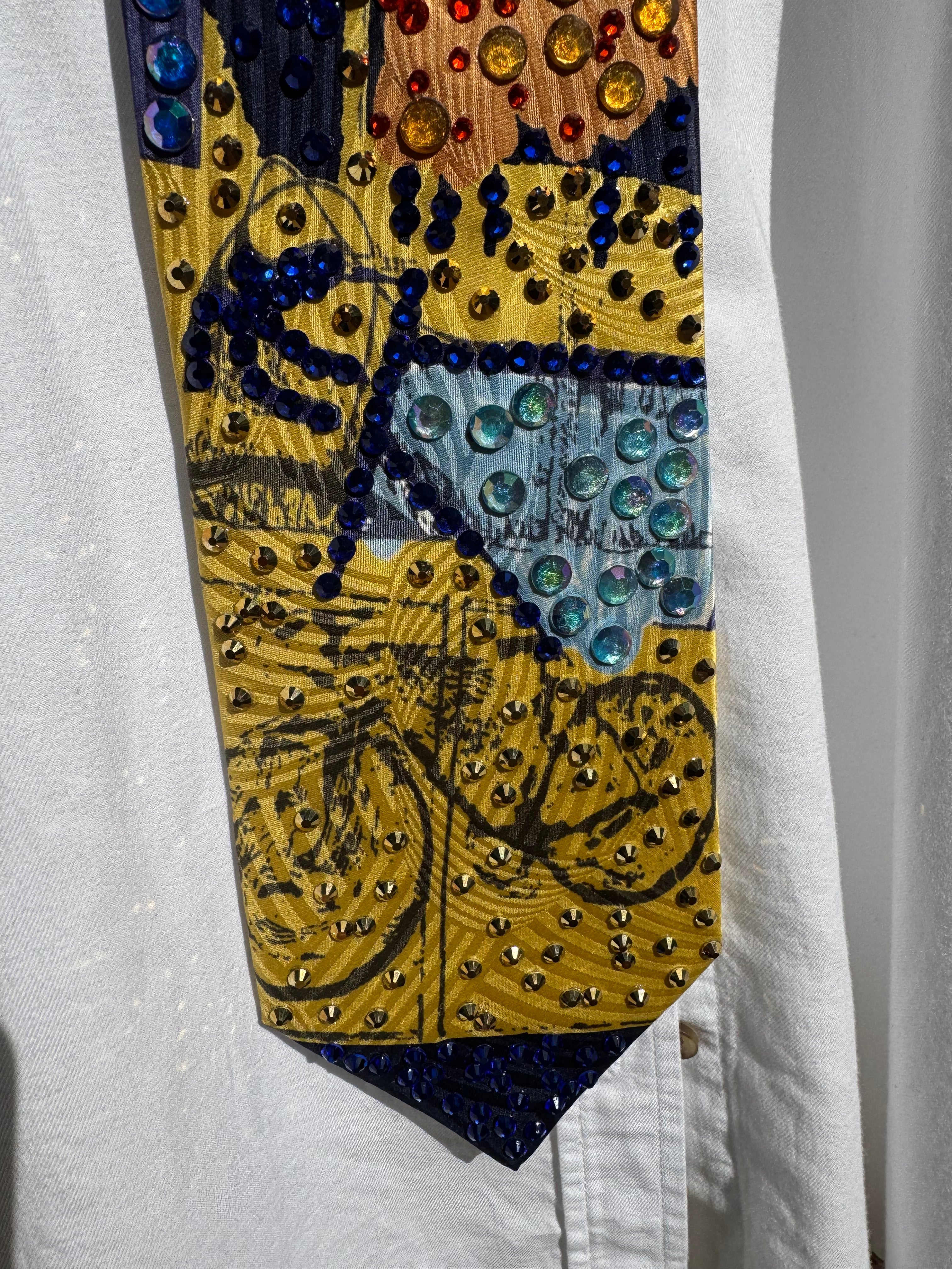 Yellow Marbled Bike Rider Bicycle Tie