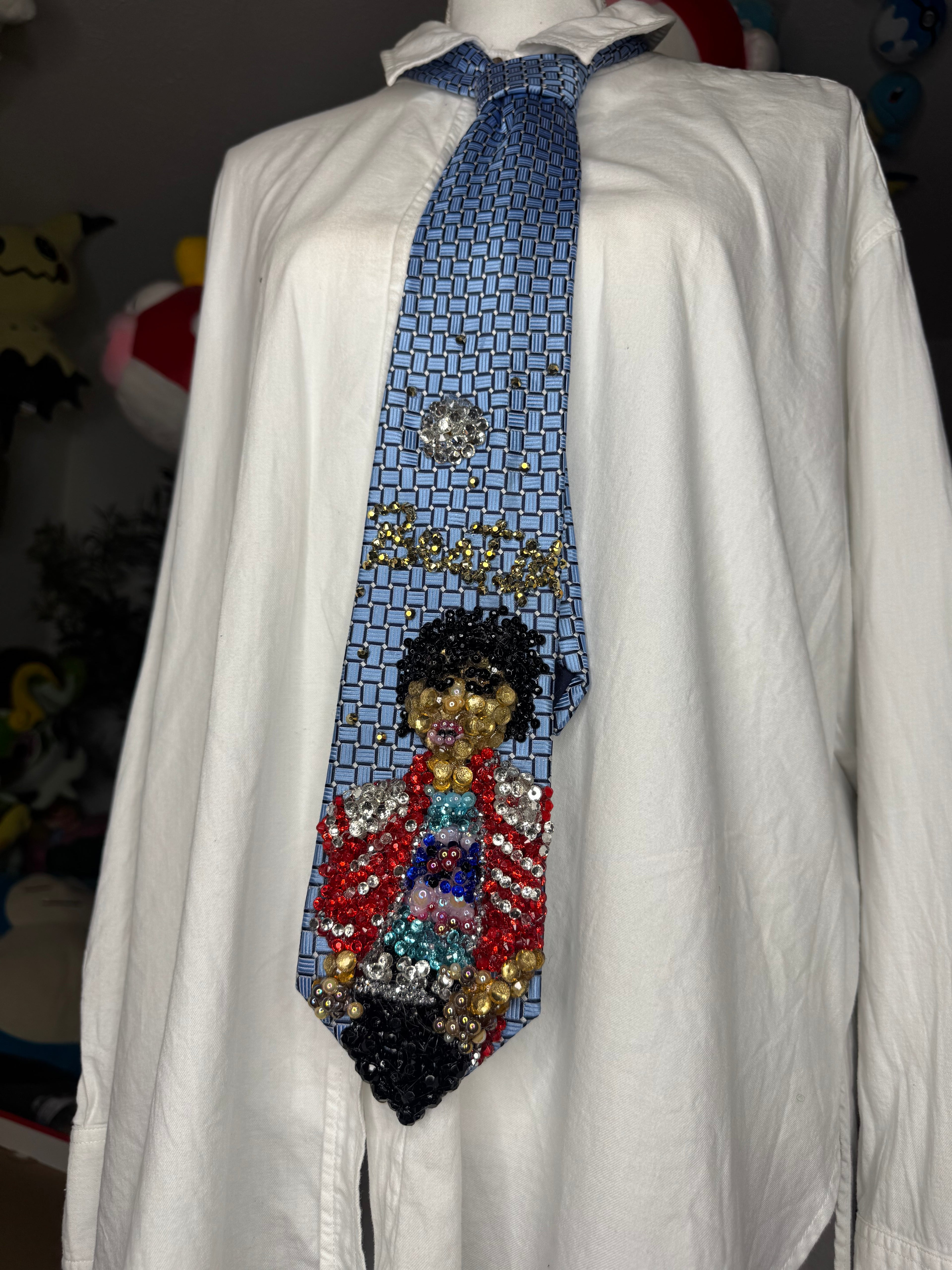 Sky Blue Michael Jackson Hitting Hip Swing Move to Beat It Music Video Tie