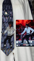 Purple Michael Jackson Hitting Sideways Arm & Leg Out Pose Victory Tour 1984 Tie