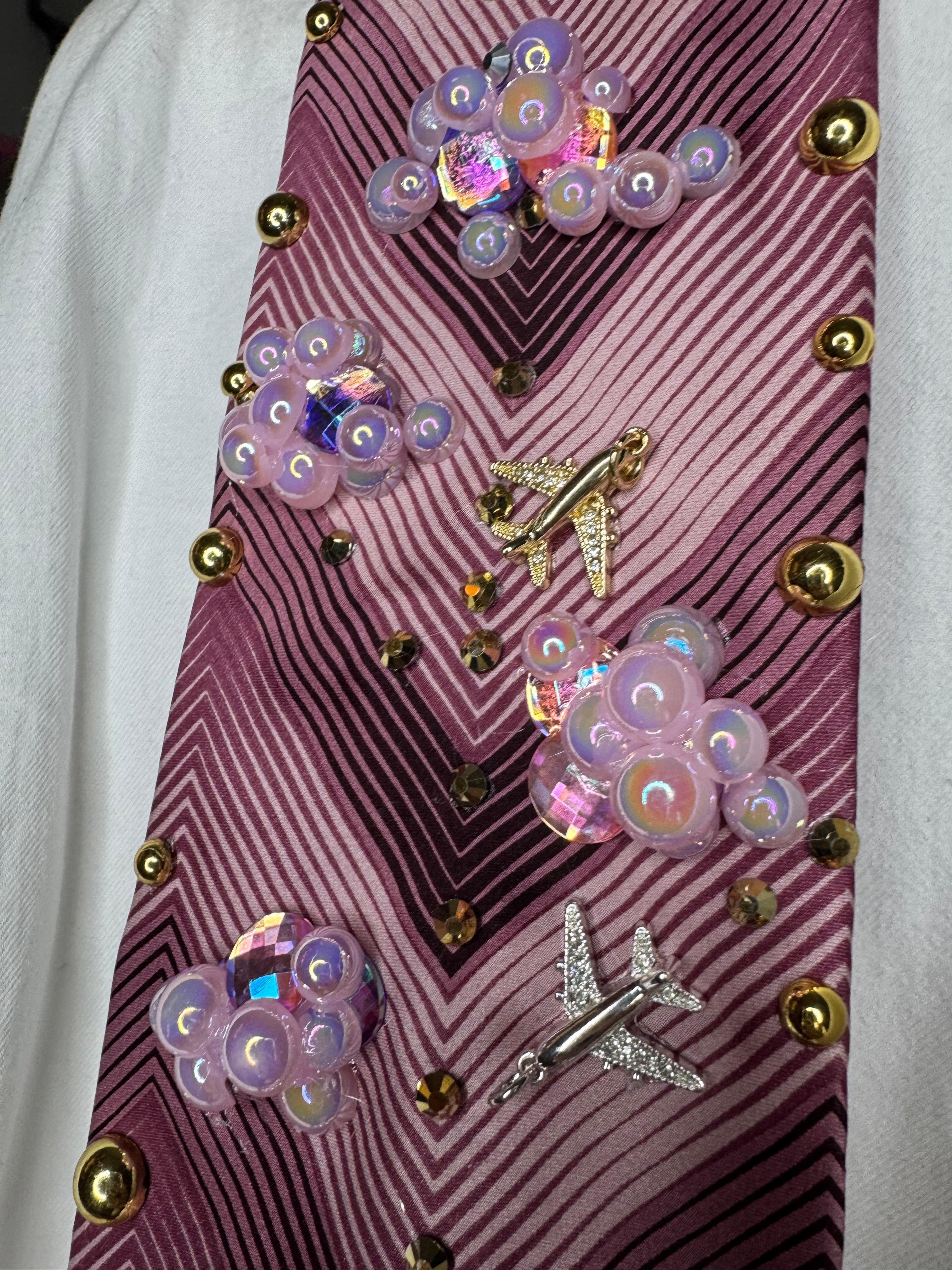 Hot Pink Fast Forward Jewel Clouds and Airplanes Pilot Tie