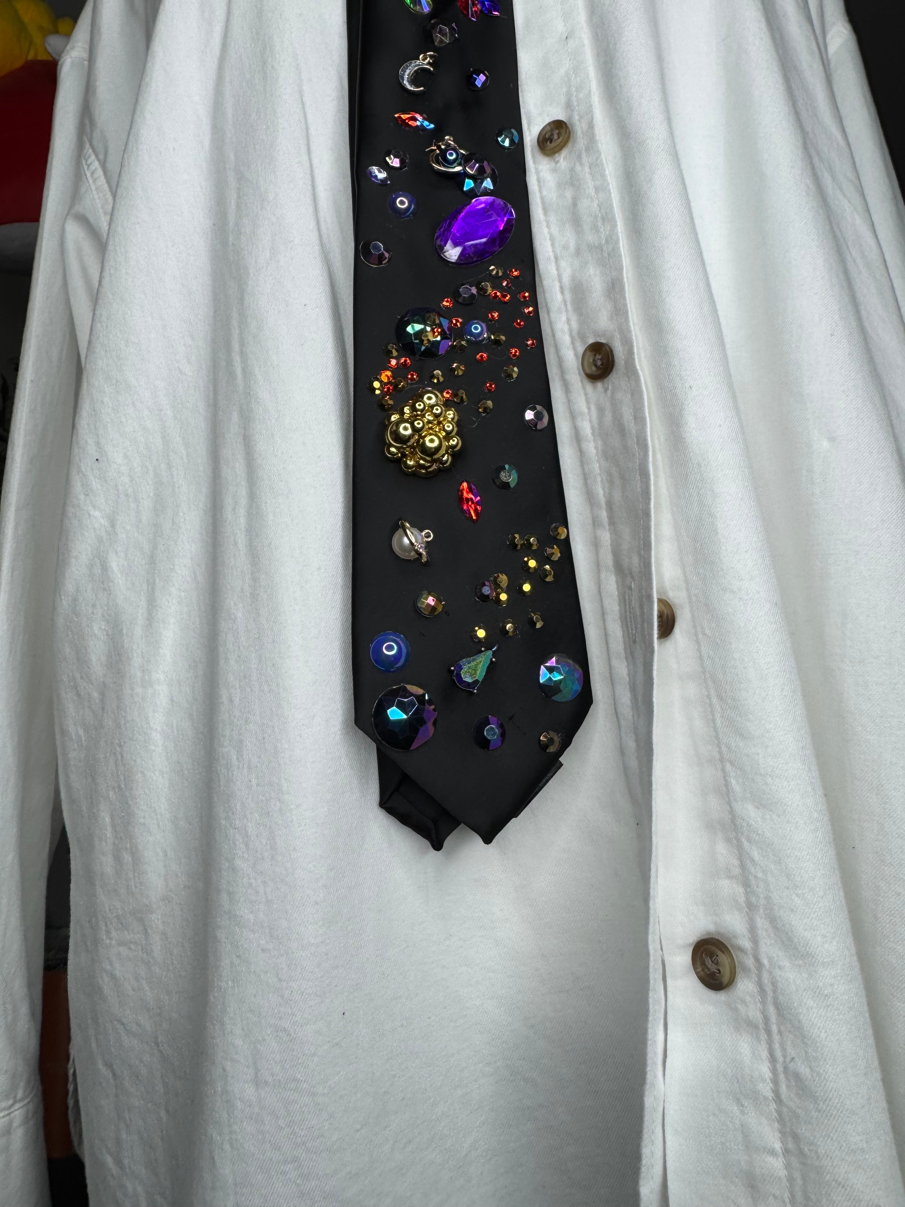 Black Golden Asteroid Flying Through Space Royalty Tie