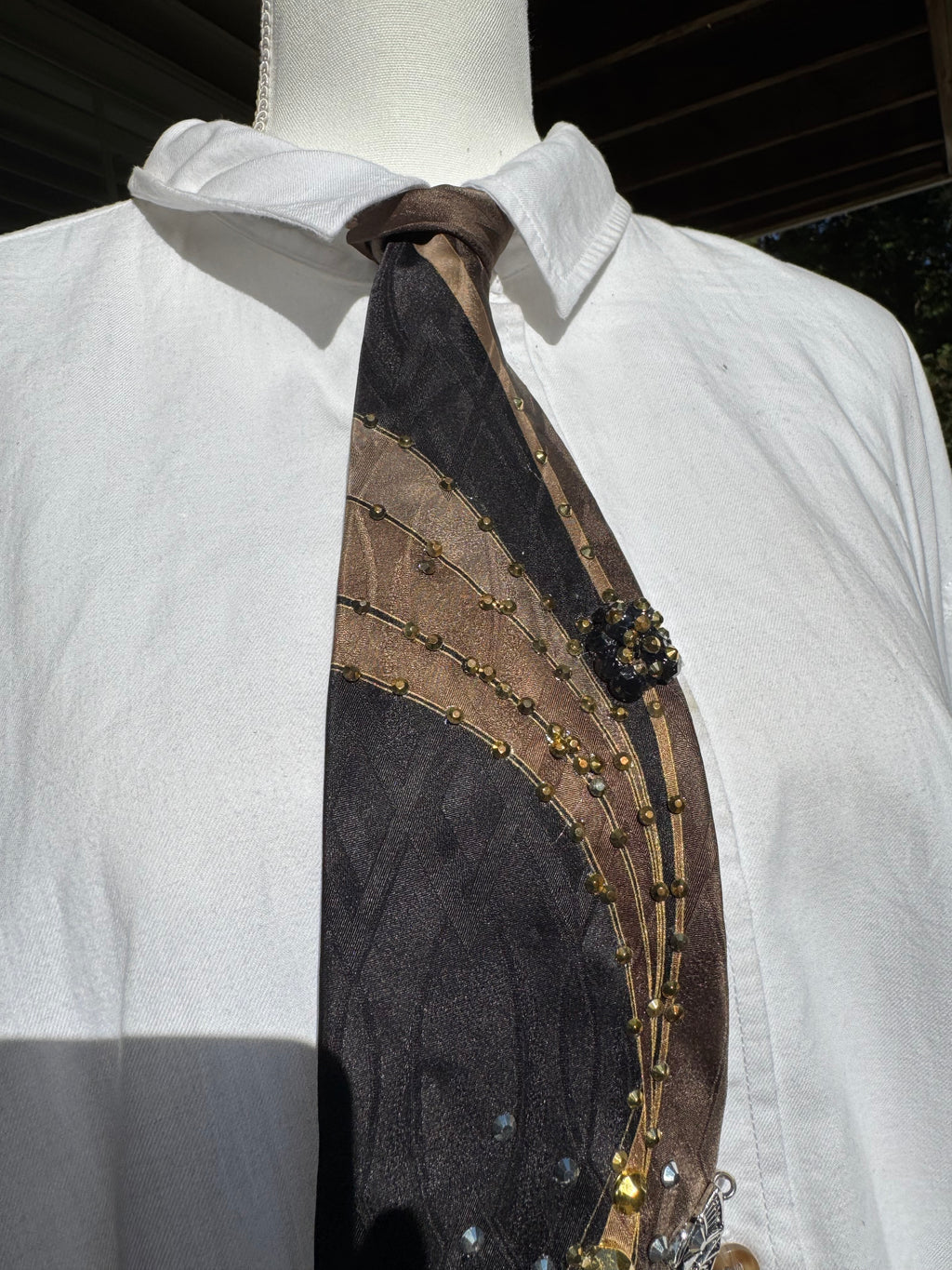 Brown and Black Golden Meteorites Crashing Through Compass Space Royalty Tie