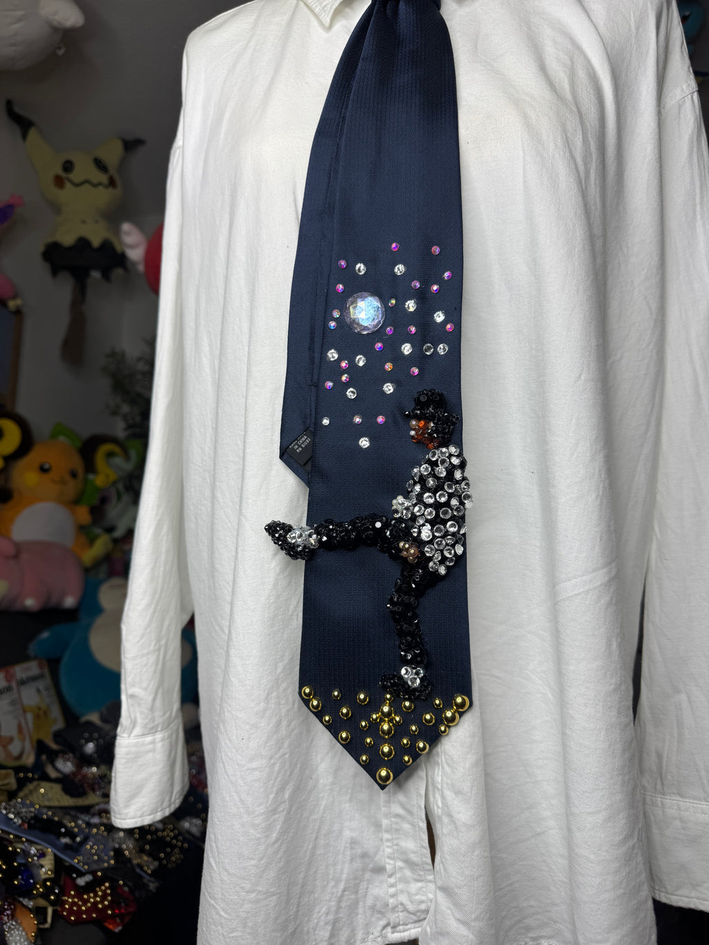 Navy Blue Michael Jackson Hitting Leg Kick to Start Of Billie Jean Victory Tour 1984 Tie