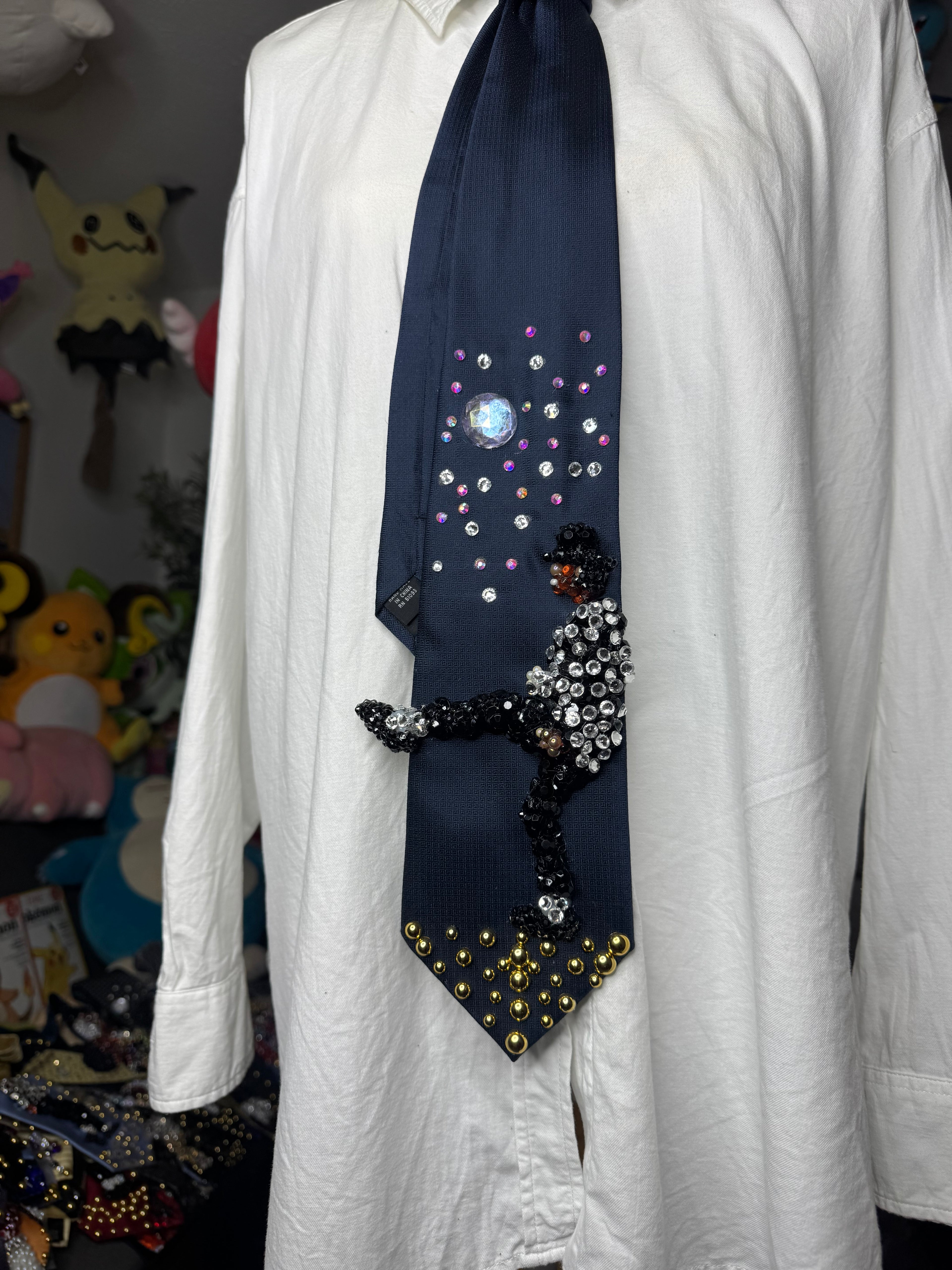 Navy Blue Michael Jackson Hitting Leg Kick to Start Of Billie Jean Victory Tour 1984 Tie