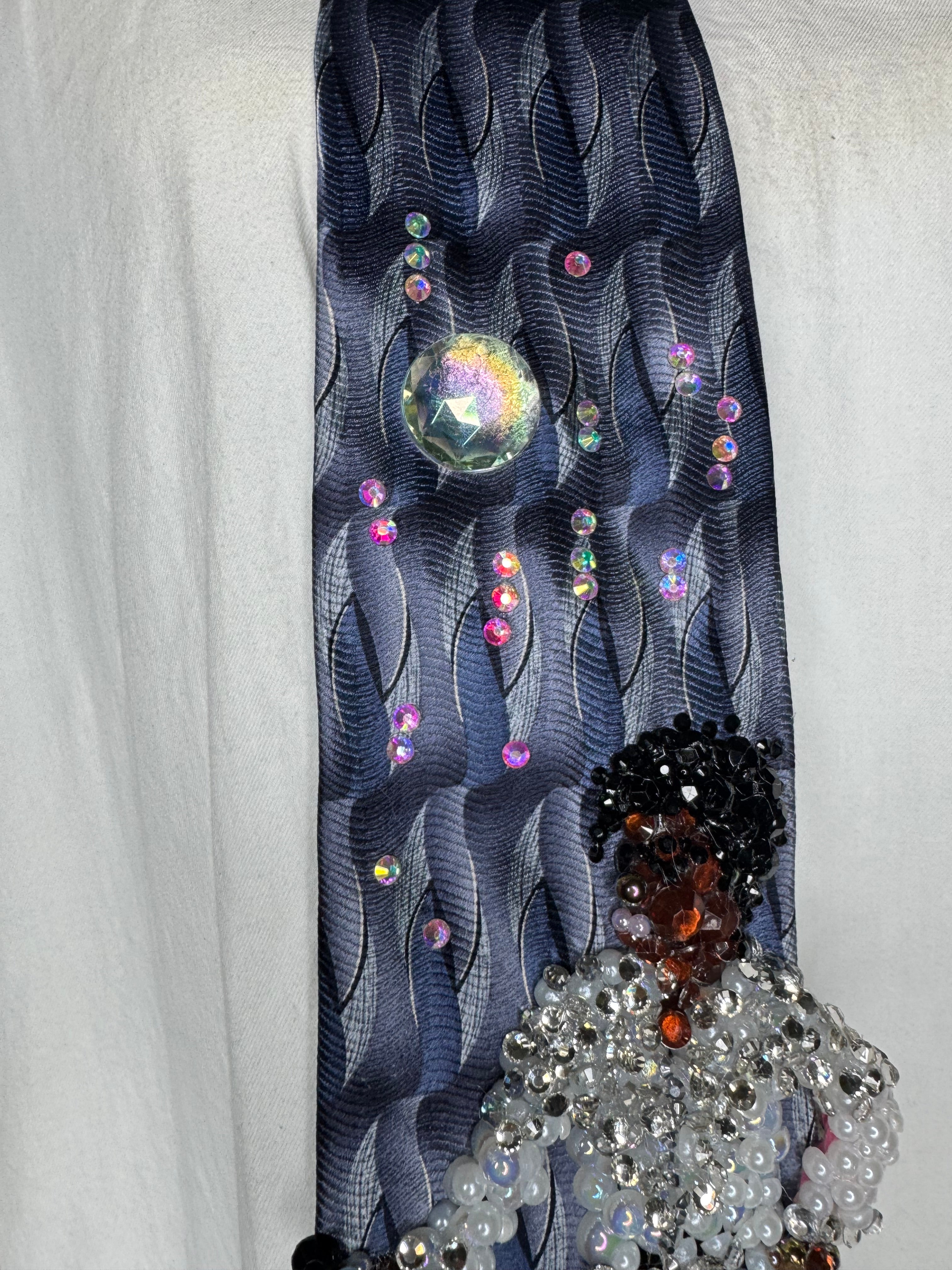 Purple Michael Jackson Hitting Sideways Arm & Leg Out Pose Victory Tour 1984 Tie